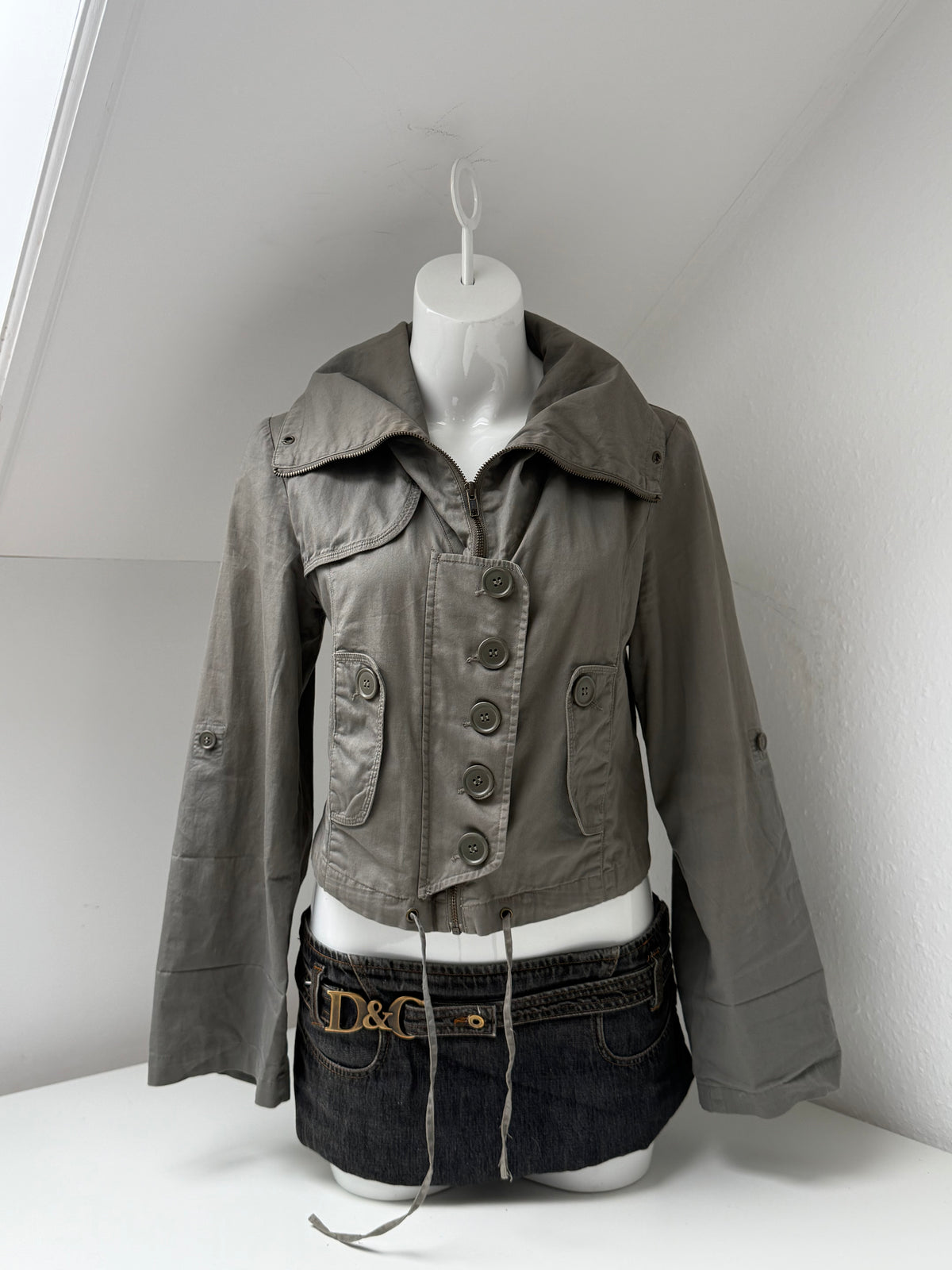 Cropped Funnel Neck Utility Jacket (UK10)