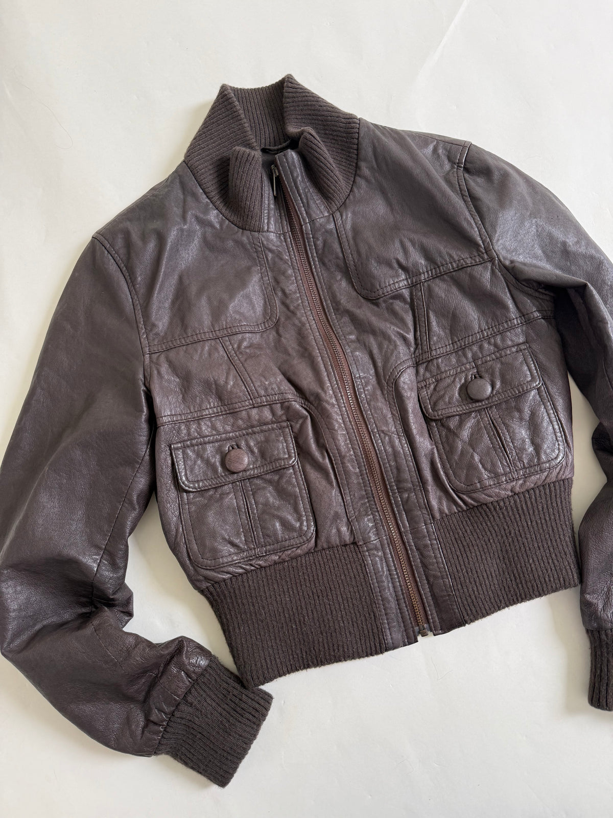 Jane Norman Leather Bomber Jacket (UK12)