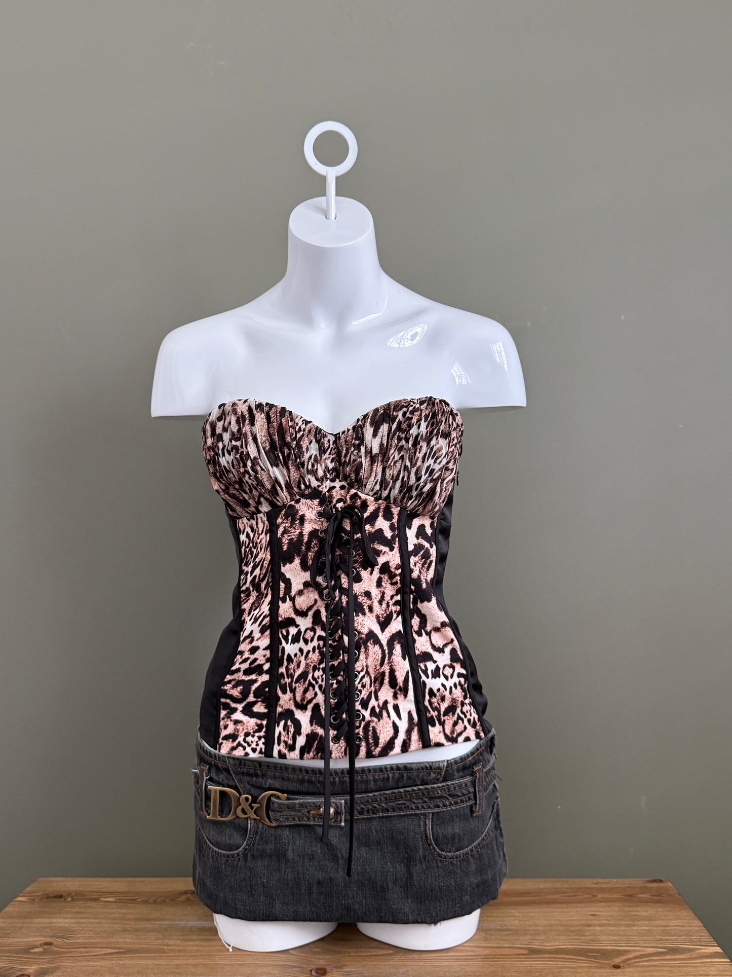 Bebe Leopard Corset Top (M)