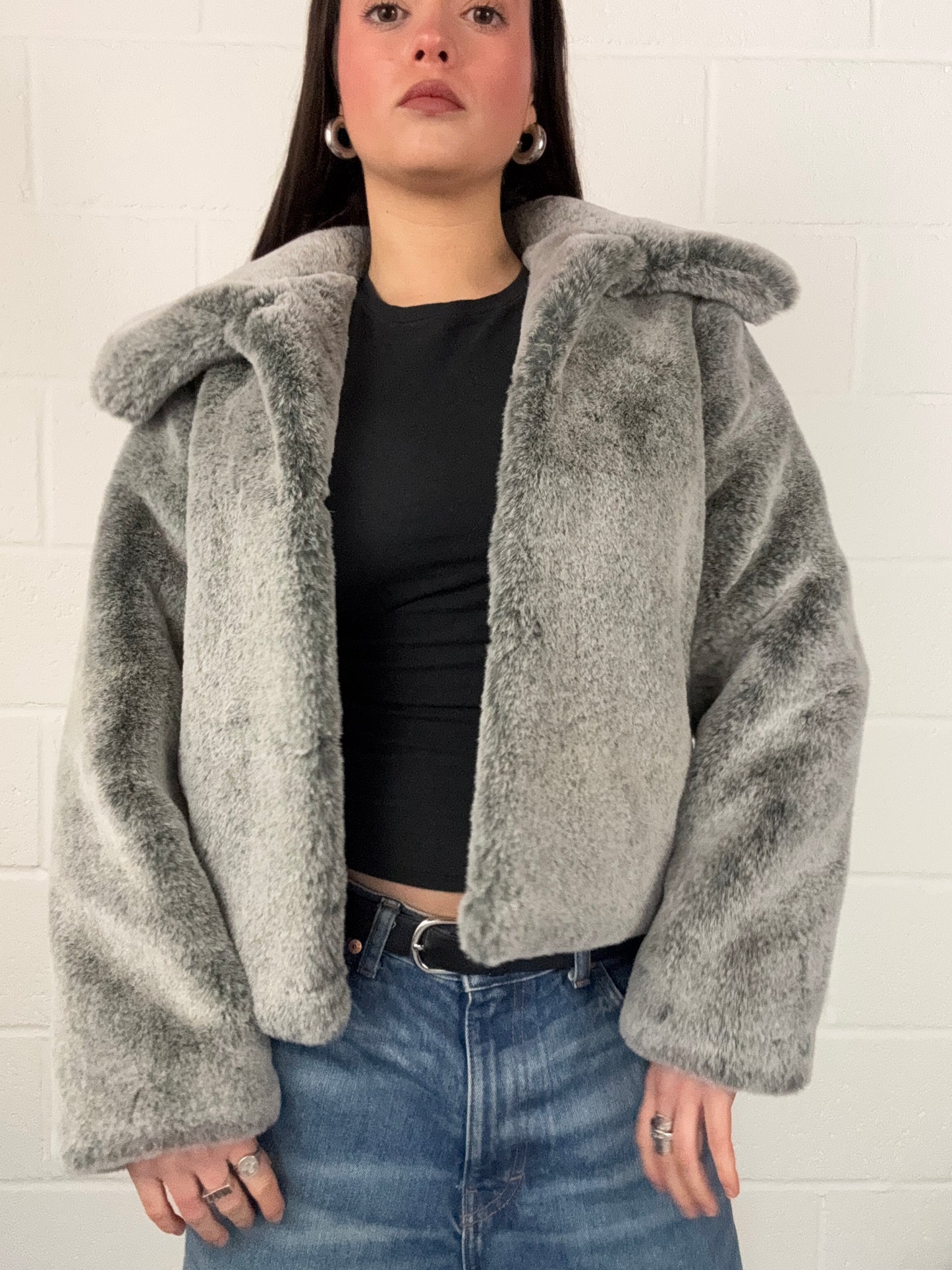 Faux Fur Grey Jacket (UK8)