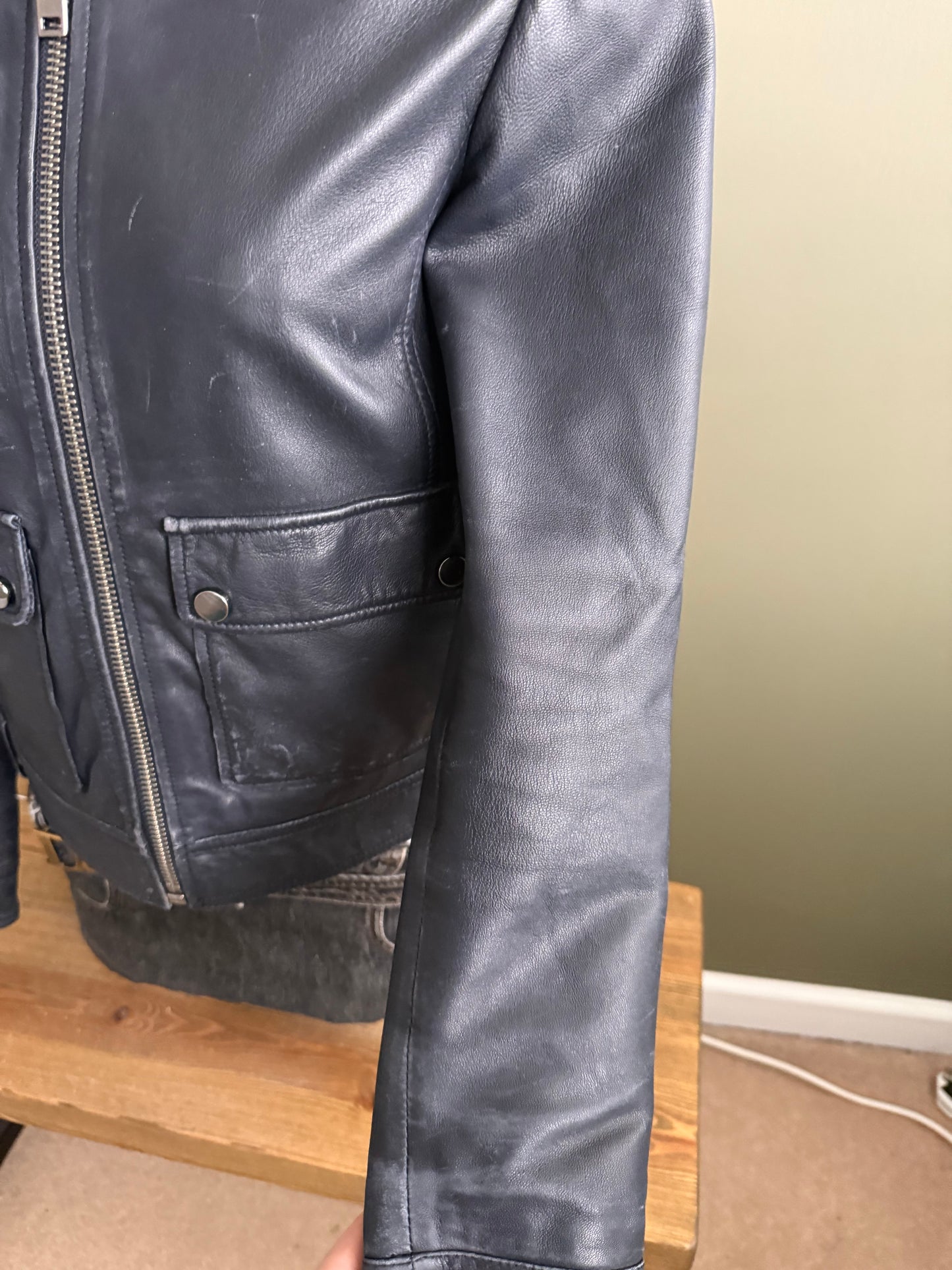 Leather Fitted Jacket (UK10)
