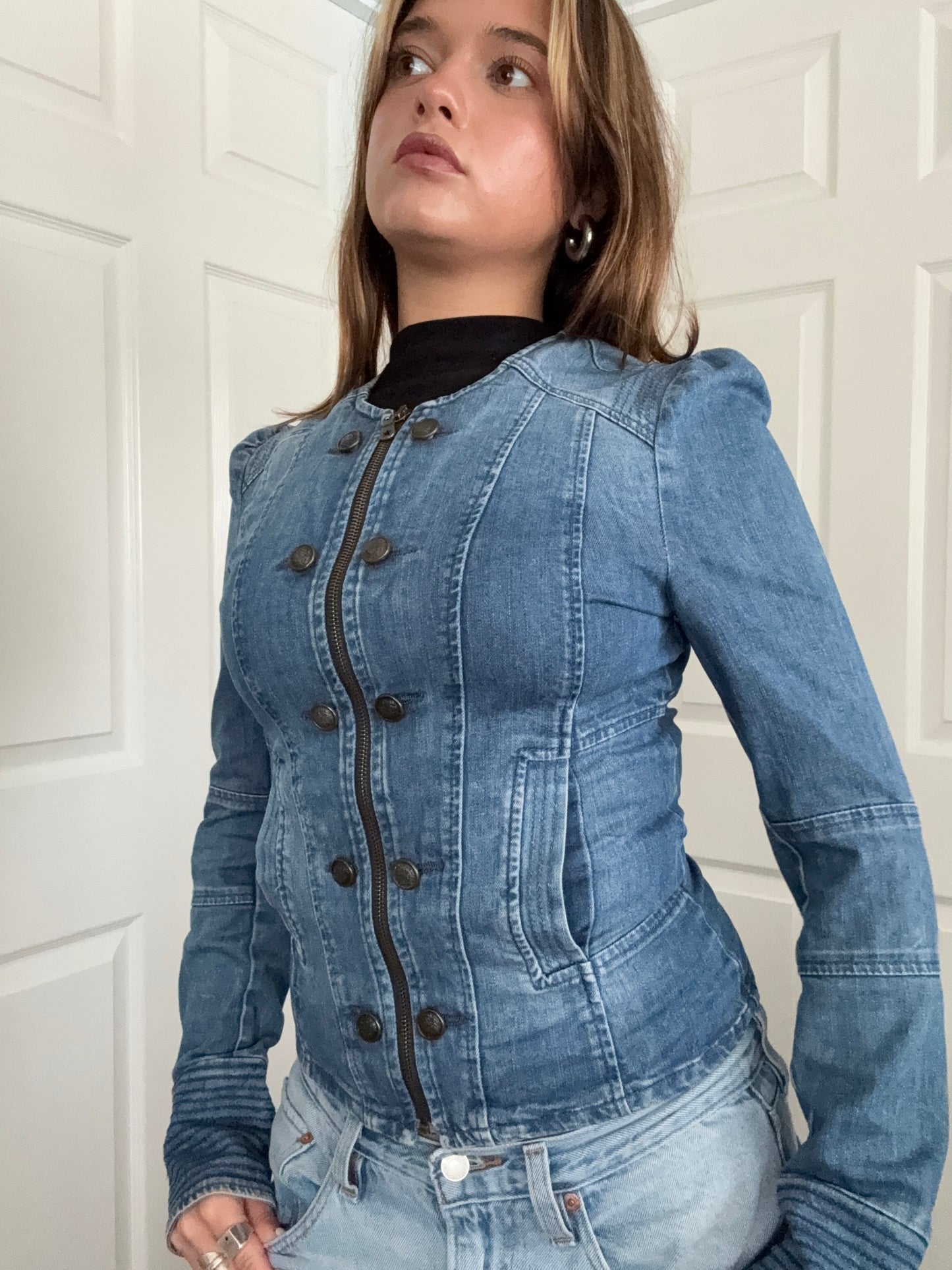 Fitted Denim Military Jacket (S)