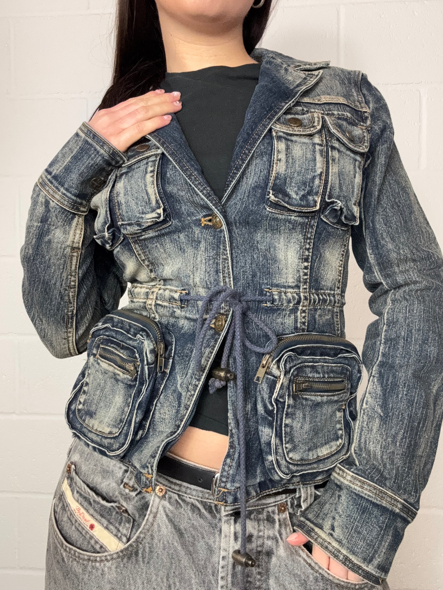 Y2K Cargo Denim Jacket (S)