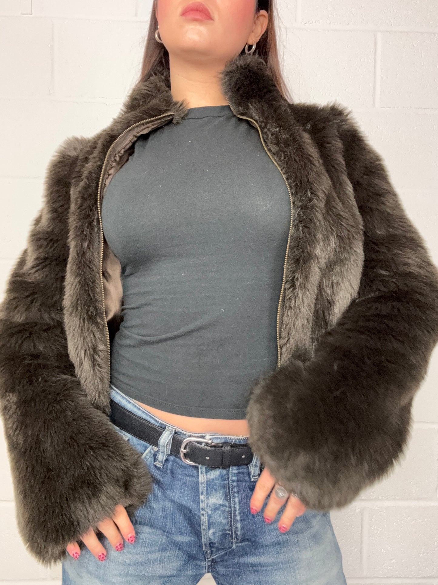 Firetrap Faux Fur Bomber Jacket (S)