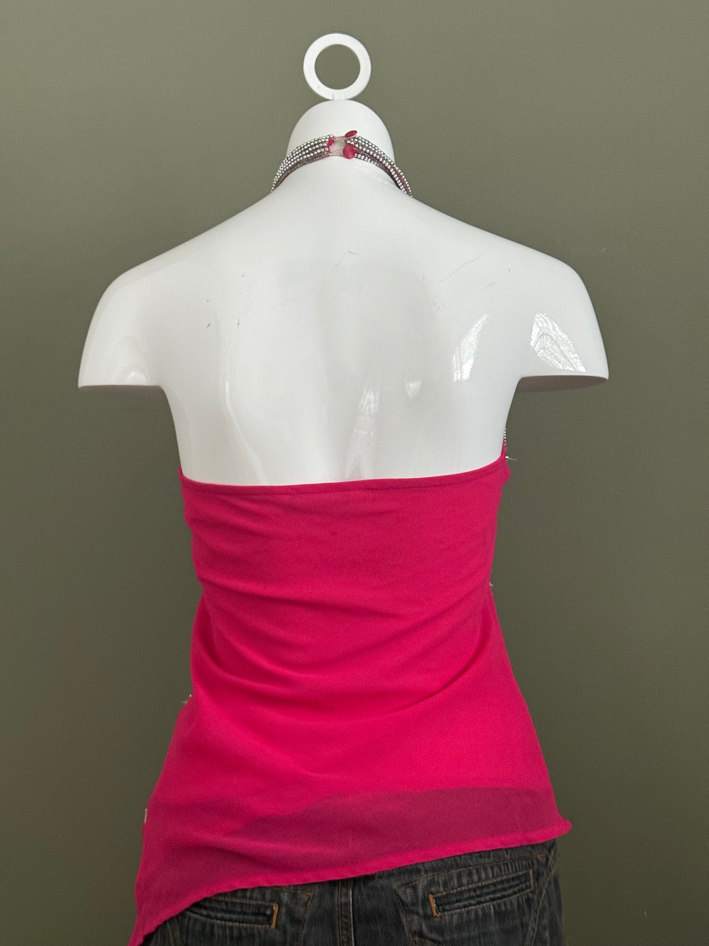 Halterneck Mesh Sequin Top (UK10)