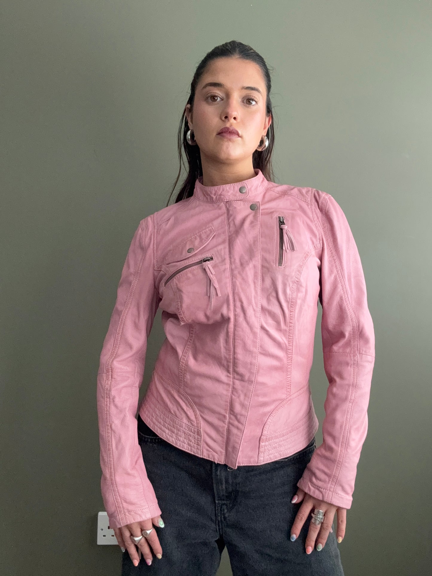 Pink Leather Jacket (UK12)