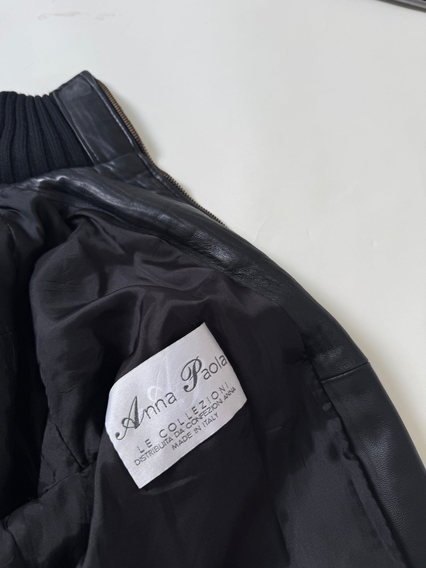 Leather Cargo Bomber Jacket (M)
