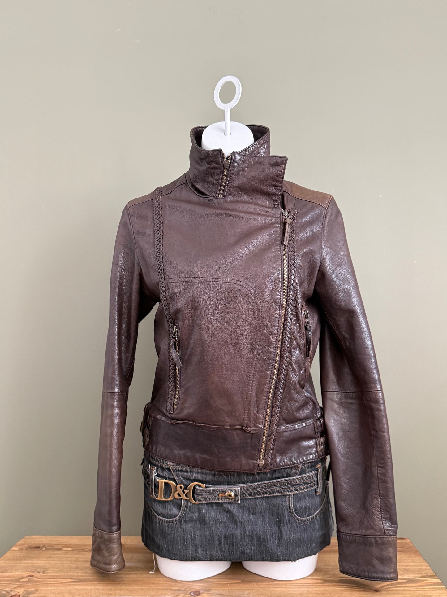 Allsaints Leather Braided Jacket (UK12)