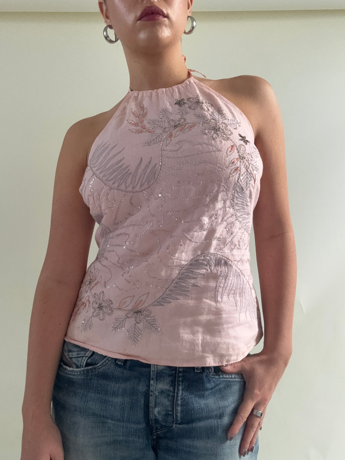 French Connection Sequin Halter-neck Top (UK12)