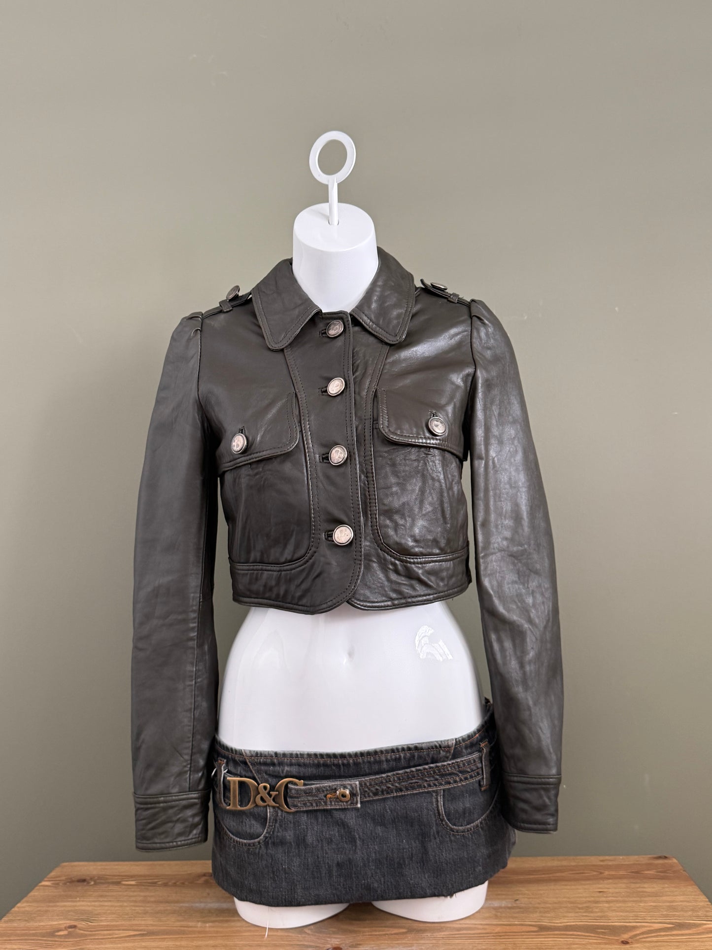 Cropped Leather Jacket (UK10)