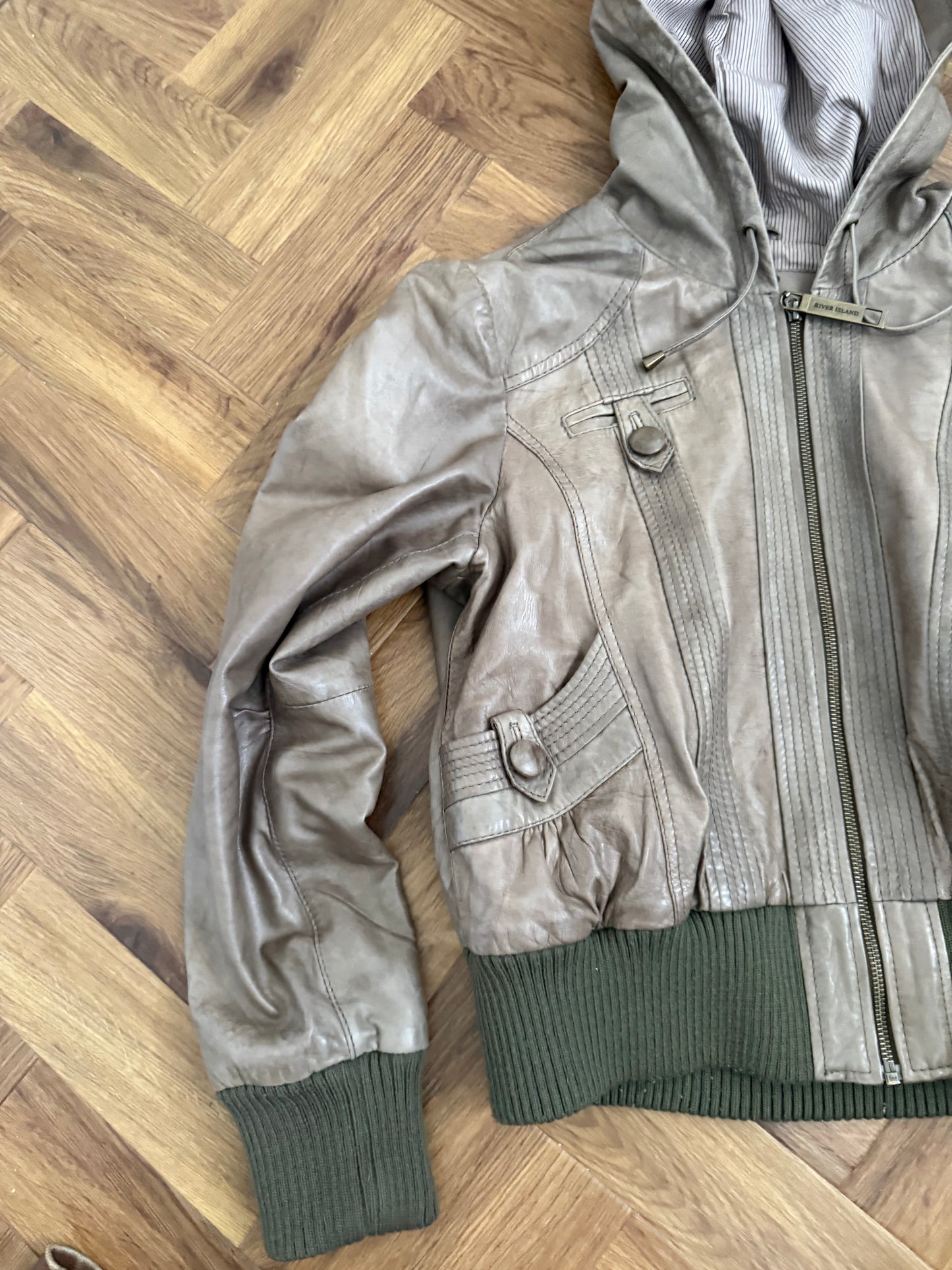 Leather Hooded Jacket (UK14)
