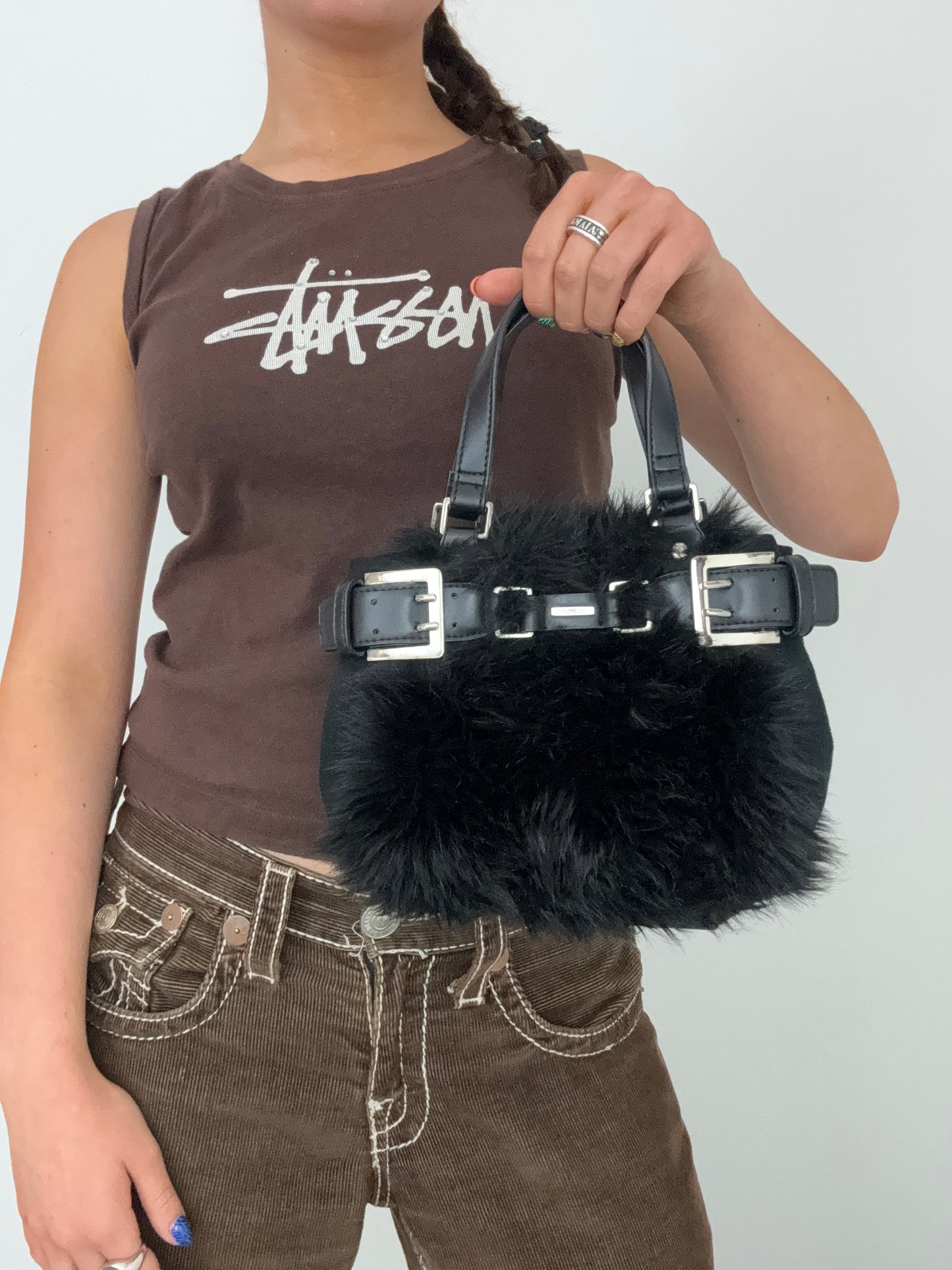 Black Faux Fur Mini Bag