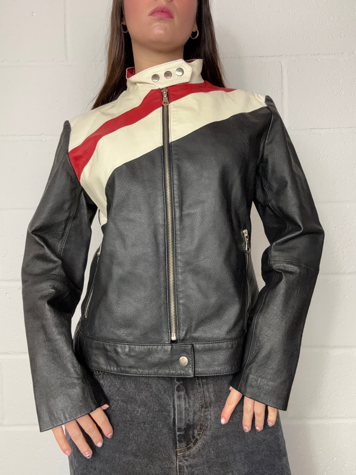 Vintage Leather Biker Jacket (S)