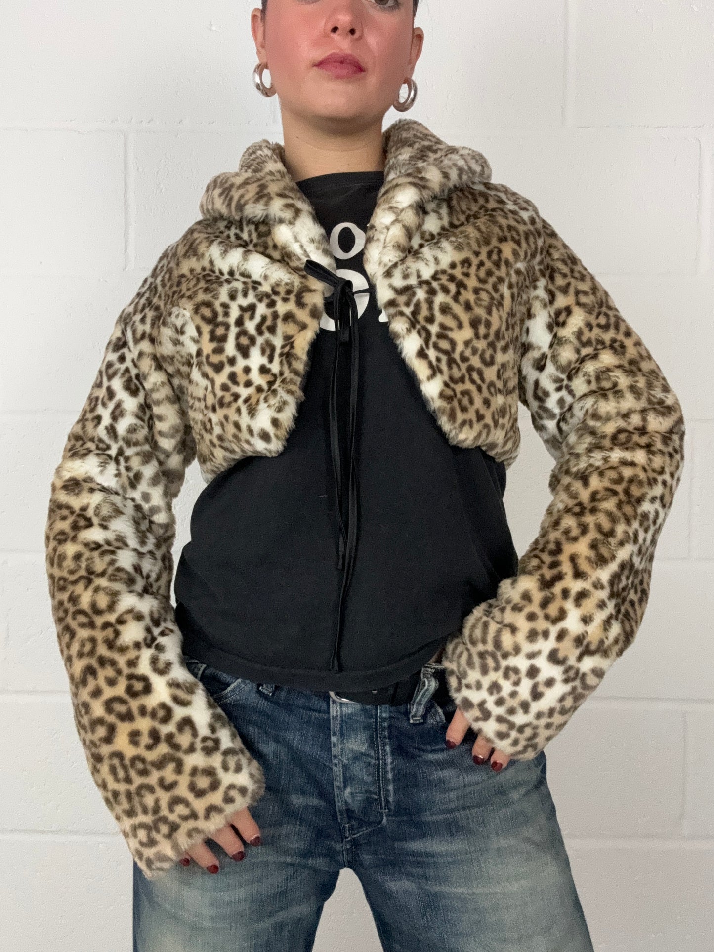 Y2K Killah Leopard Faux Fur Cardigan (M)