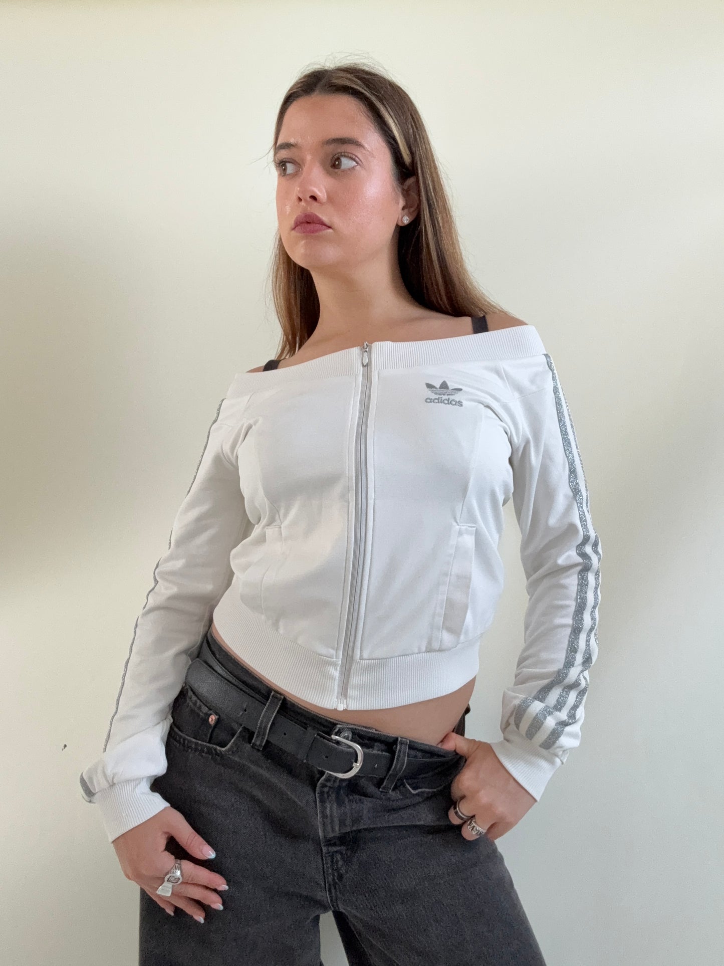 Adidas Off The Shoulder Tracksuit Top (S)