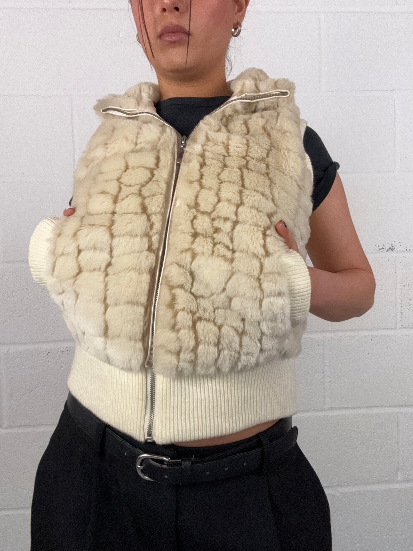 Cream Faux Fur Gilet (UK10)