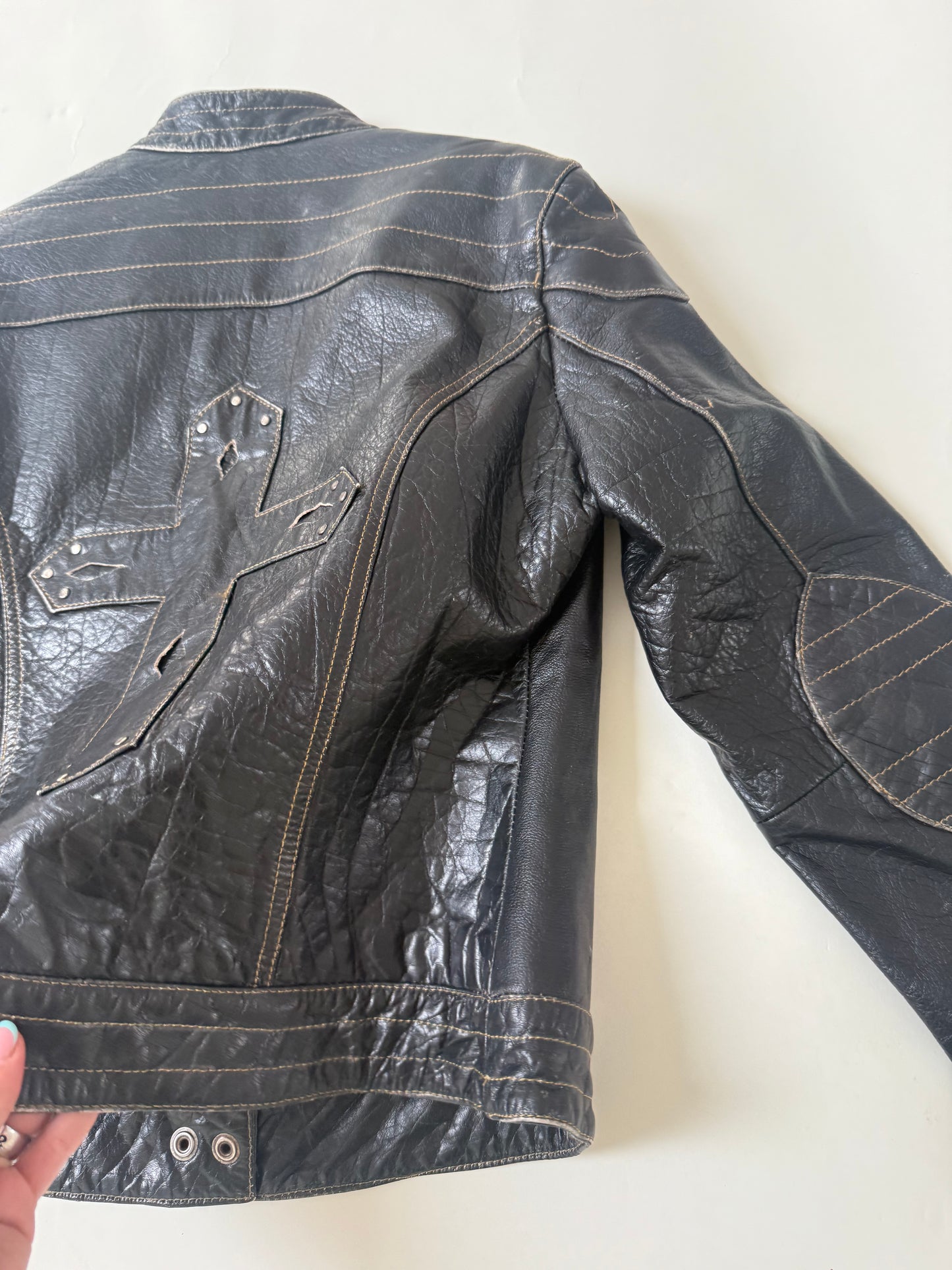 Leather Biker Jacket (L)