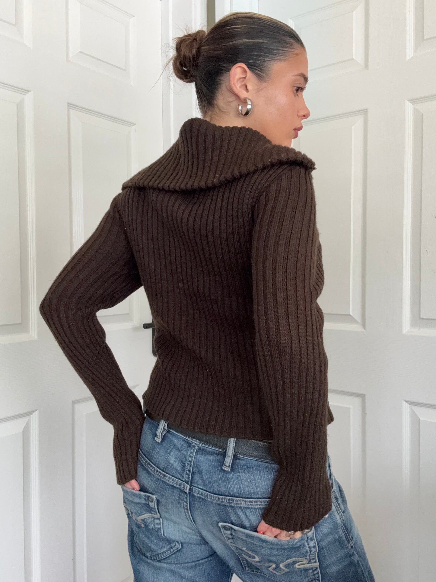 Knit Leather Double Zip Jumper (UK12)