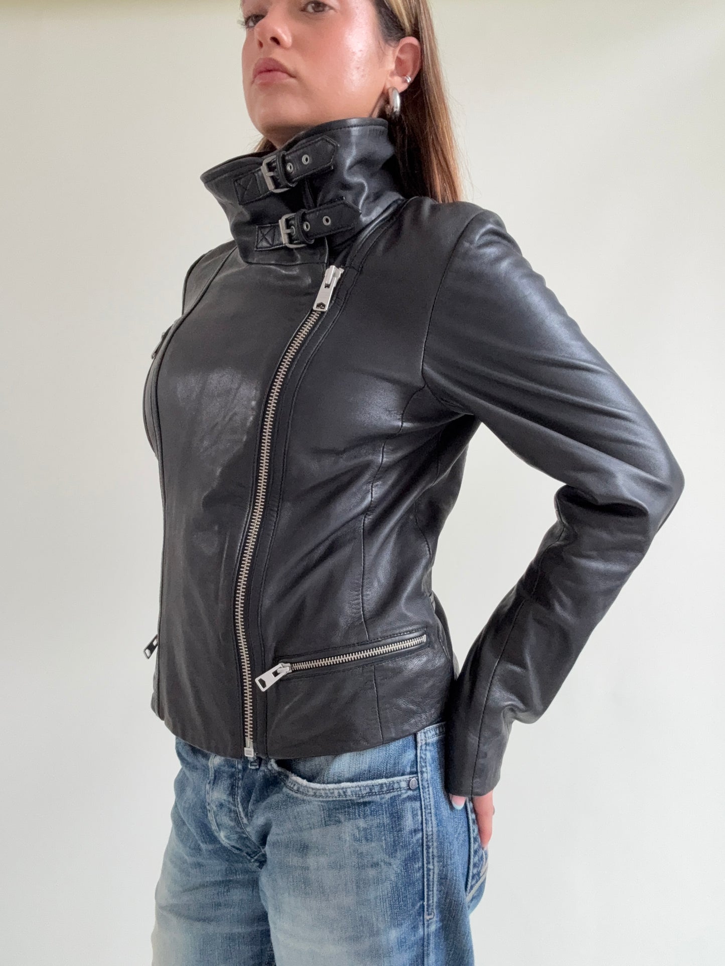 Allsaints Leather Buckle Jacket (UK12)