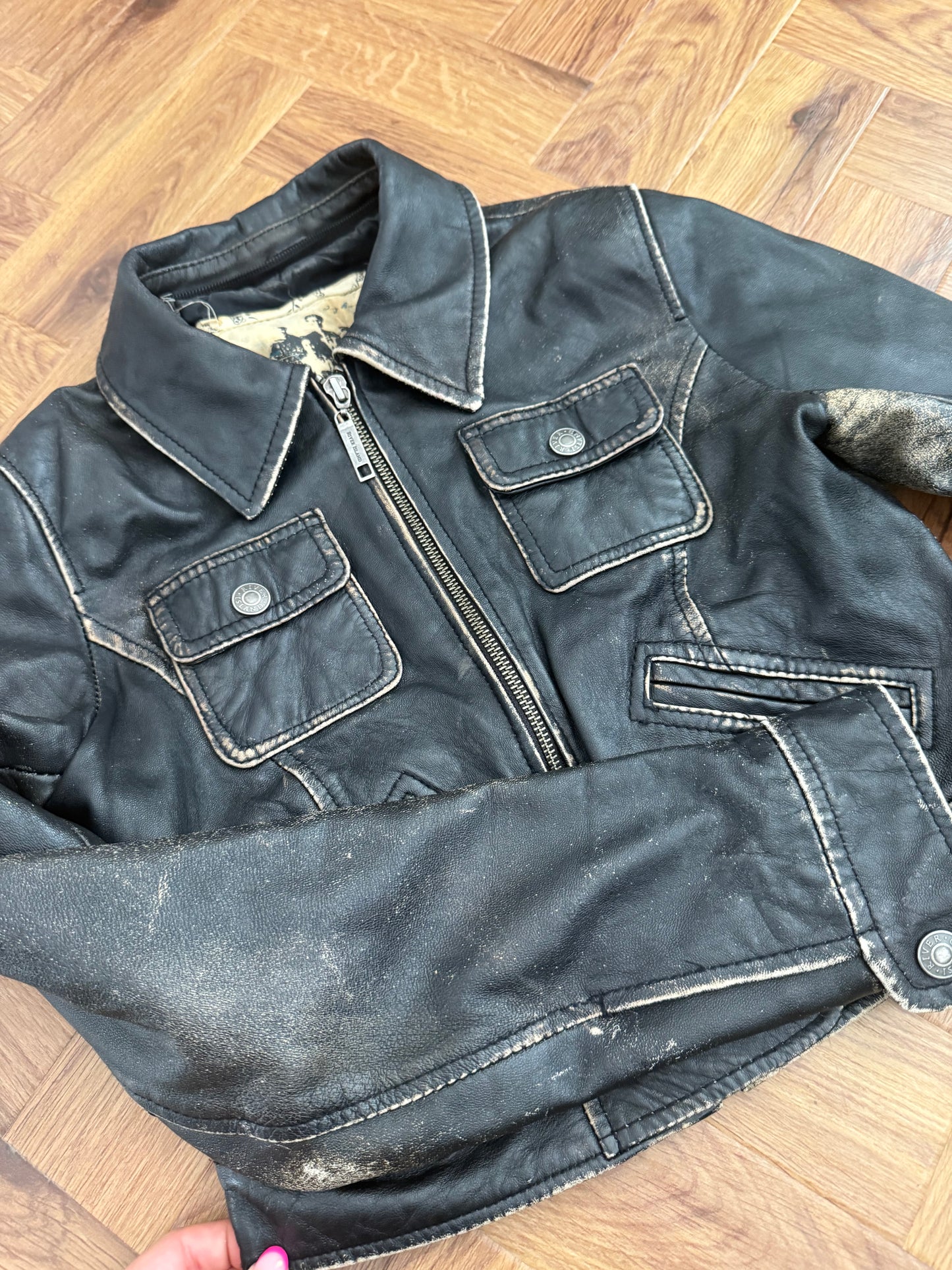 Cropped Leather Jacket (UK10)