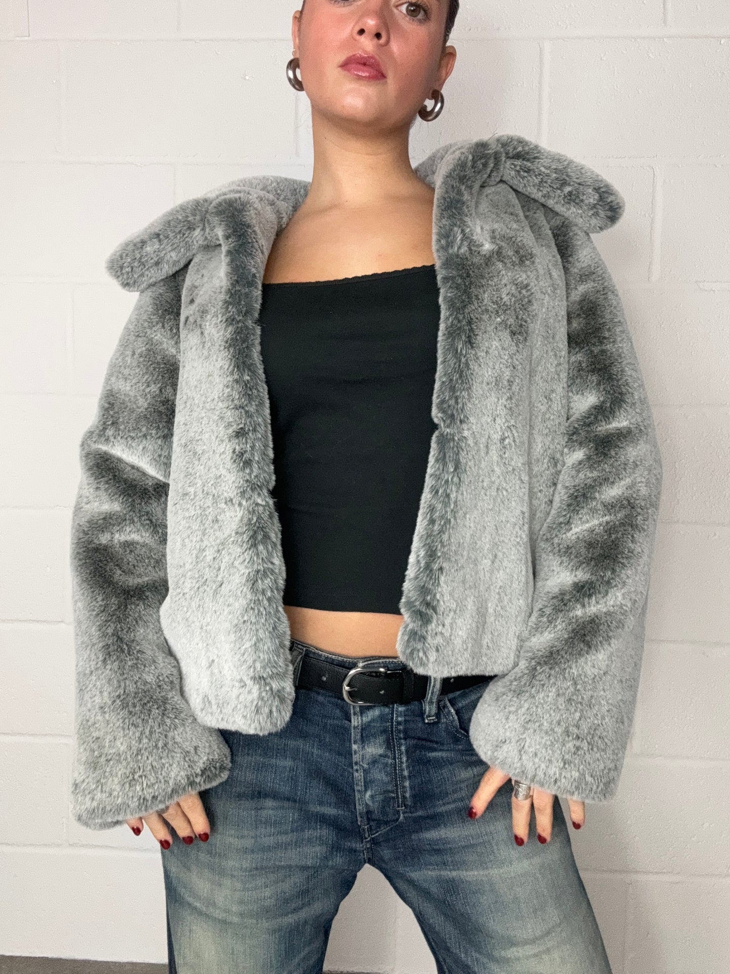 Grey Faux Fur Jacket