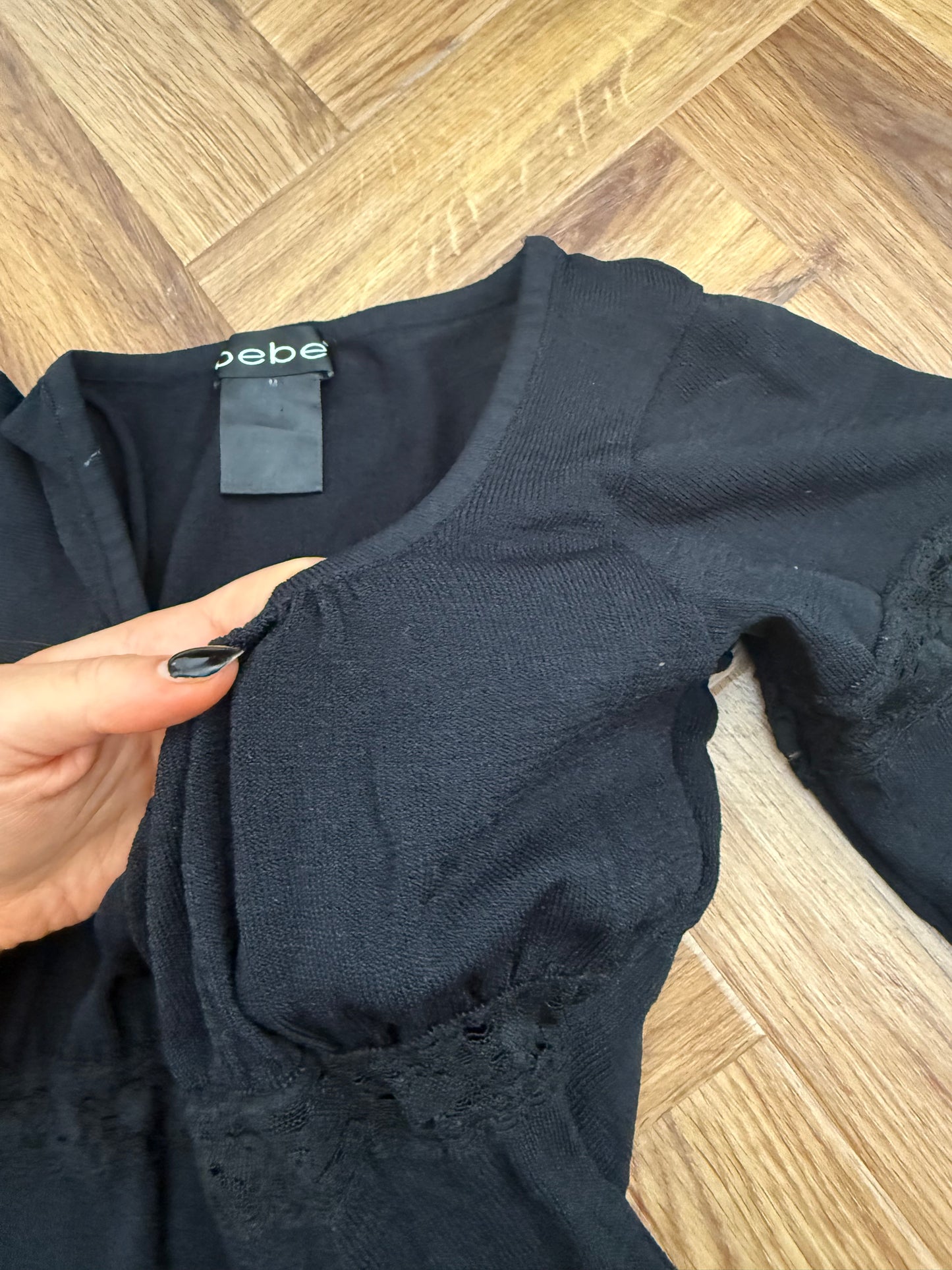 Bebe Longsleeve Milk Maid Style Top (M)