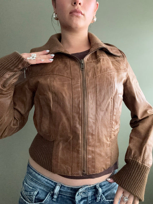 Leather Fitted Jacket (UK12)