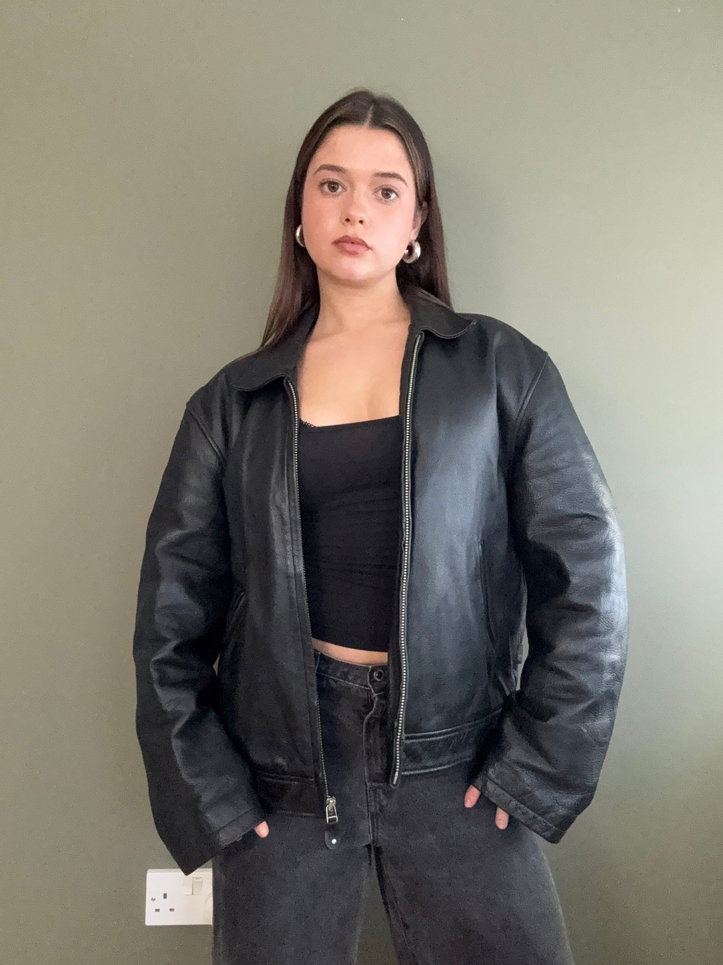 DKNY Leather Jacket (L)