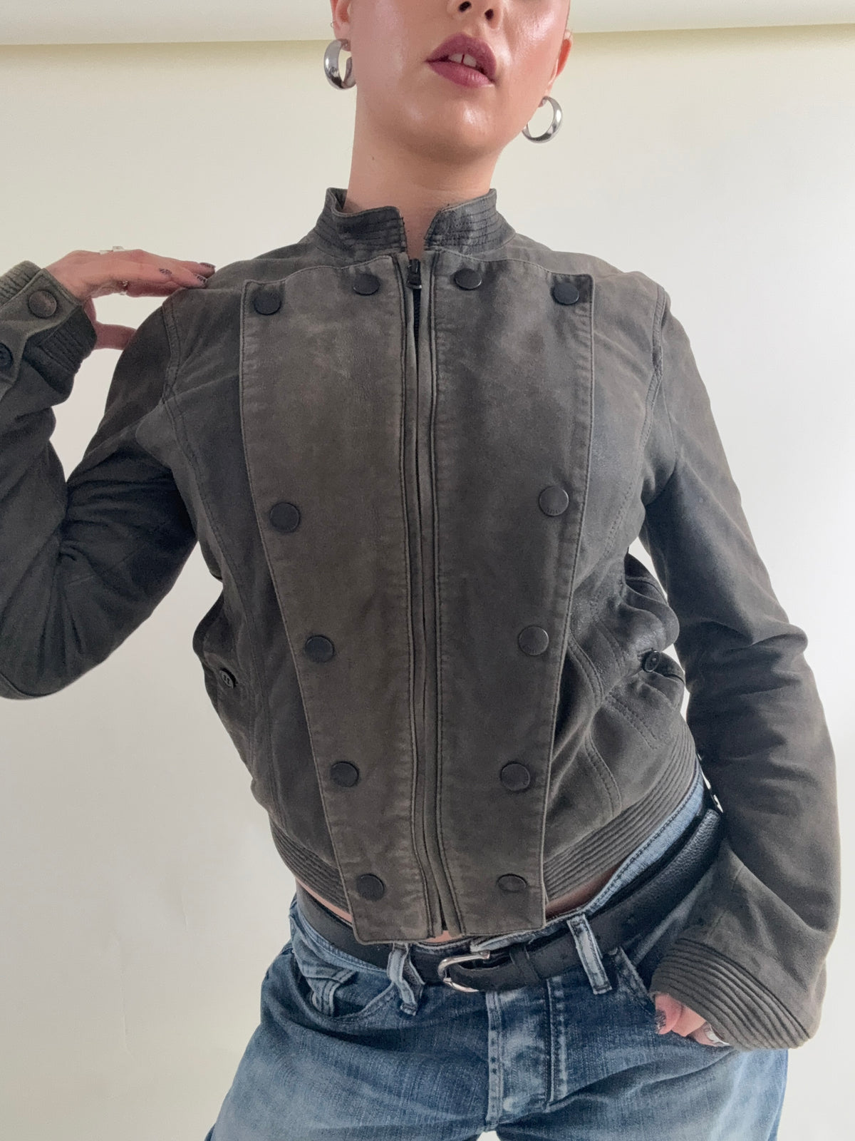 Vintage Diesel Leather Military Jacket (S)
