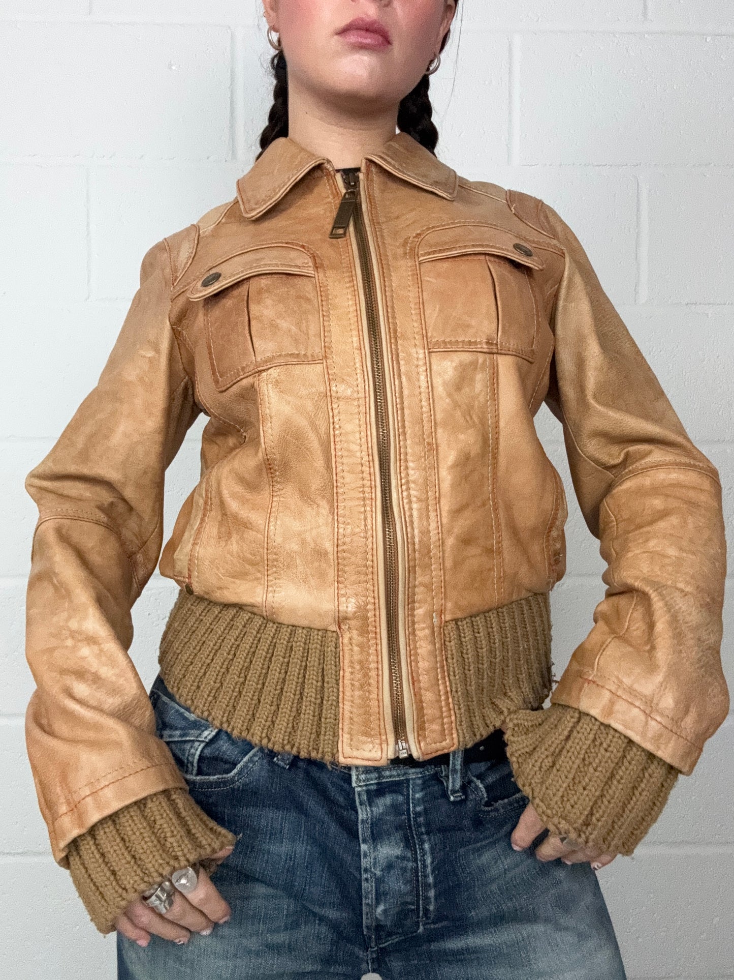 Vintage Leather Bomber Jacket (UK10)