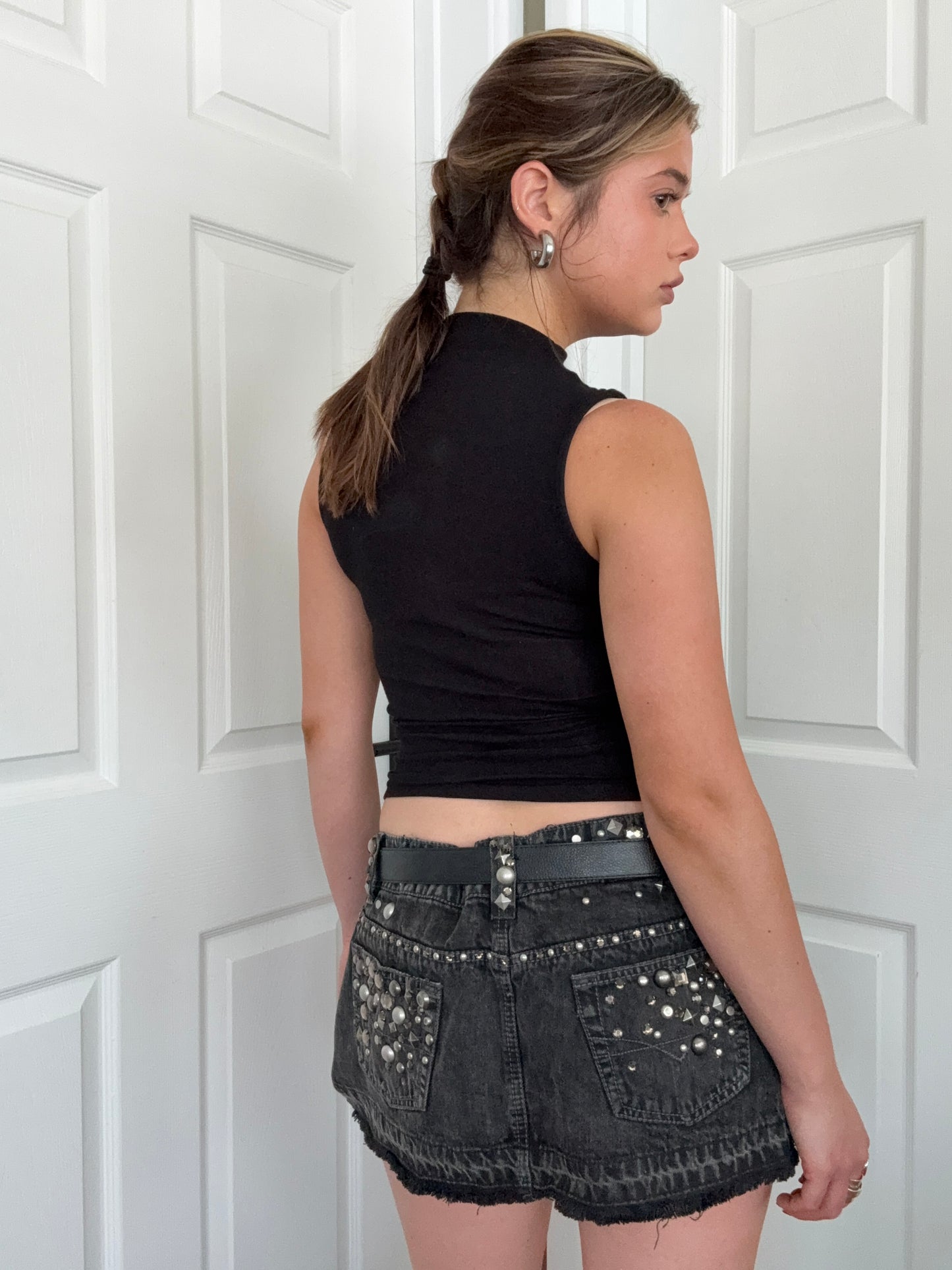 Y2K Studded Mini Skirt (UK12)