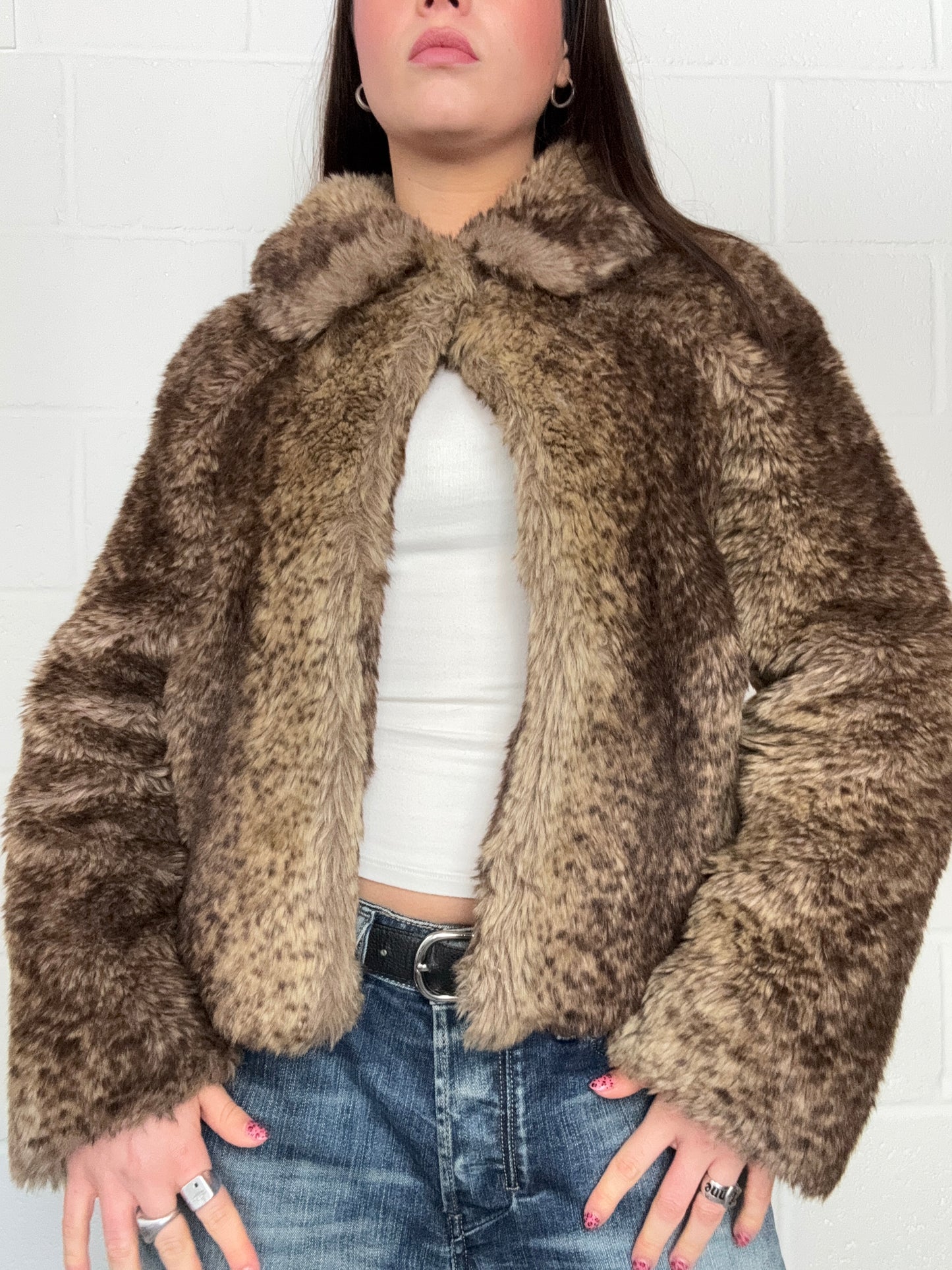 Leopard Faux Fur Jacket (XS)