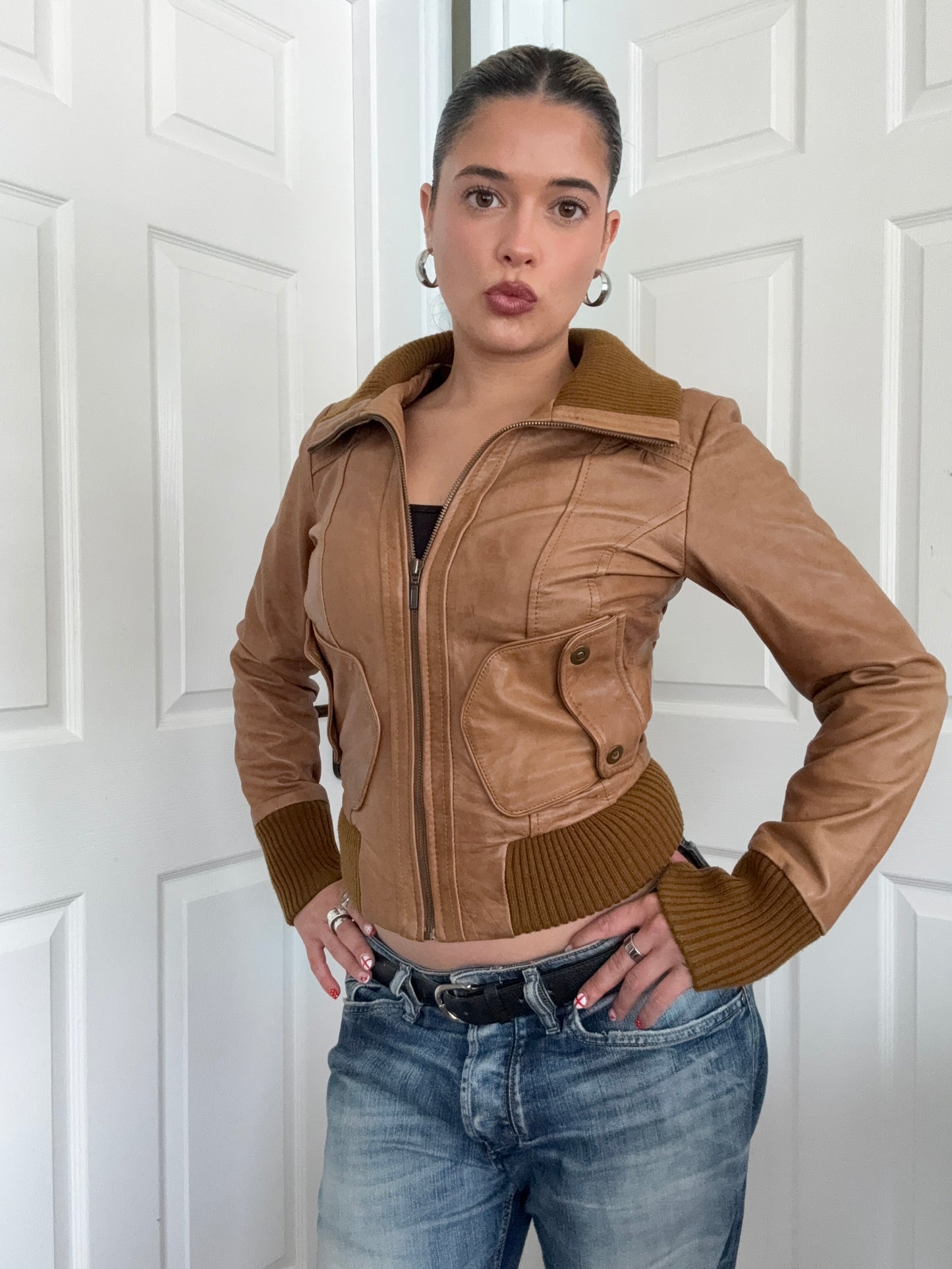 Fitted Leather Jacket (UK8)