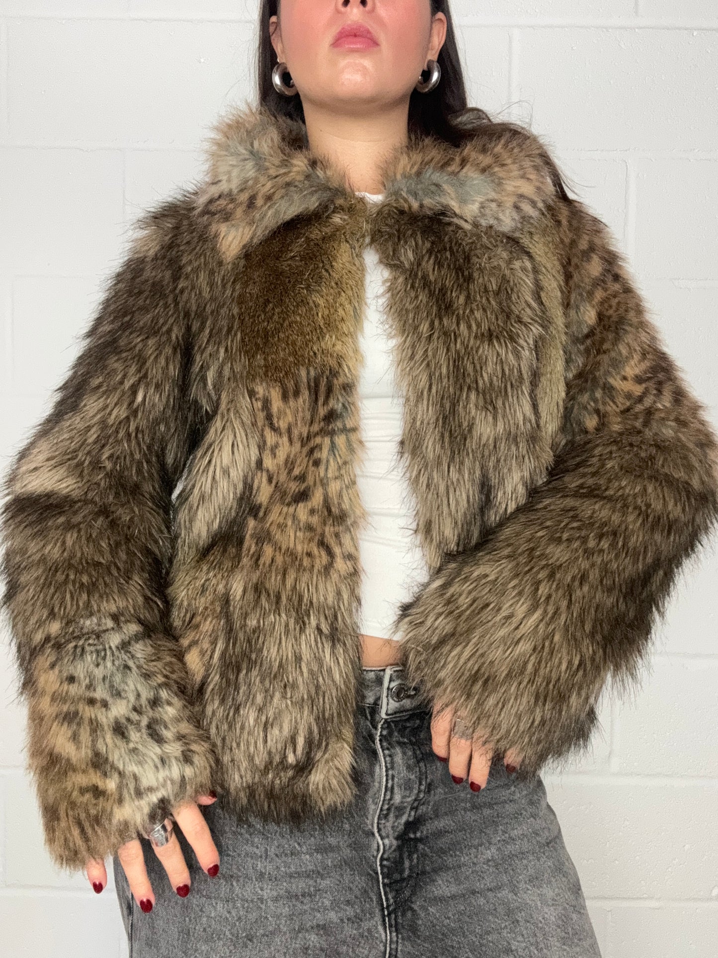 Faux Fur Patchwork Jacket (UK10)