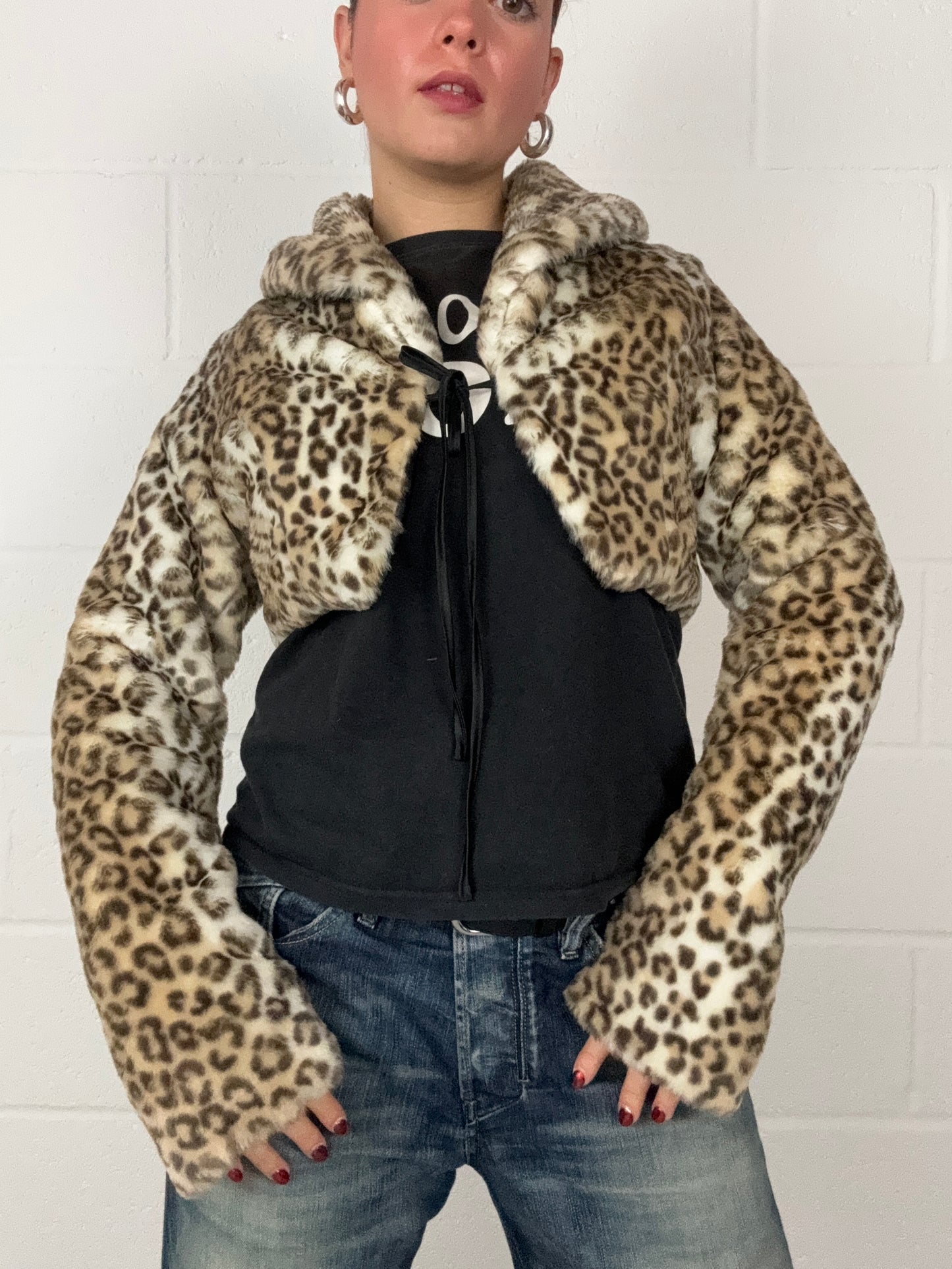 Y2K Killah Leopard Faux Fur Cardigan (M)