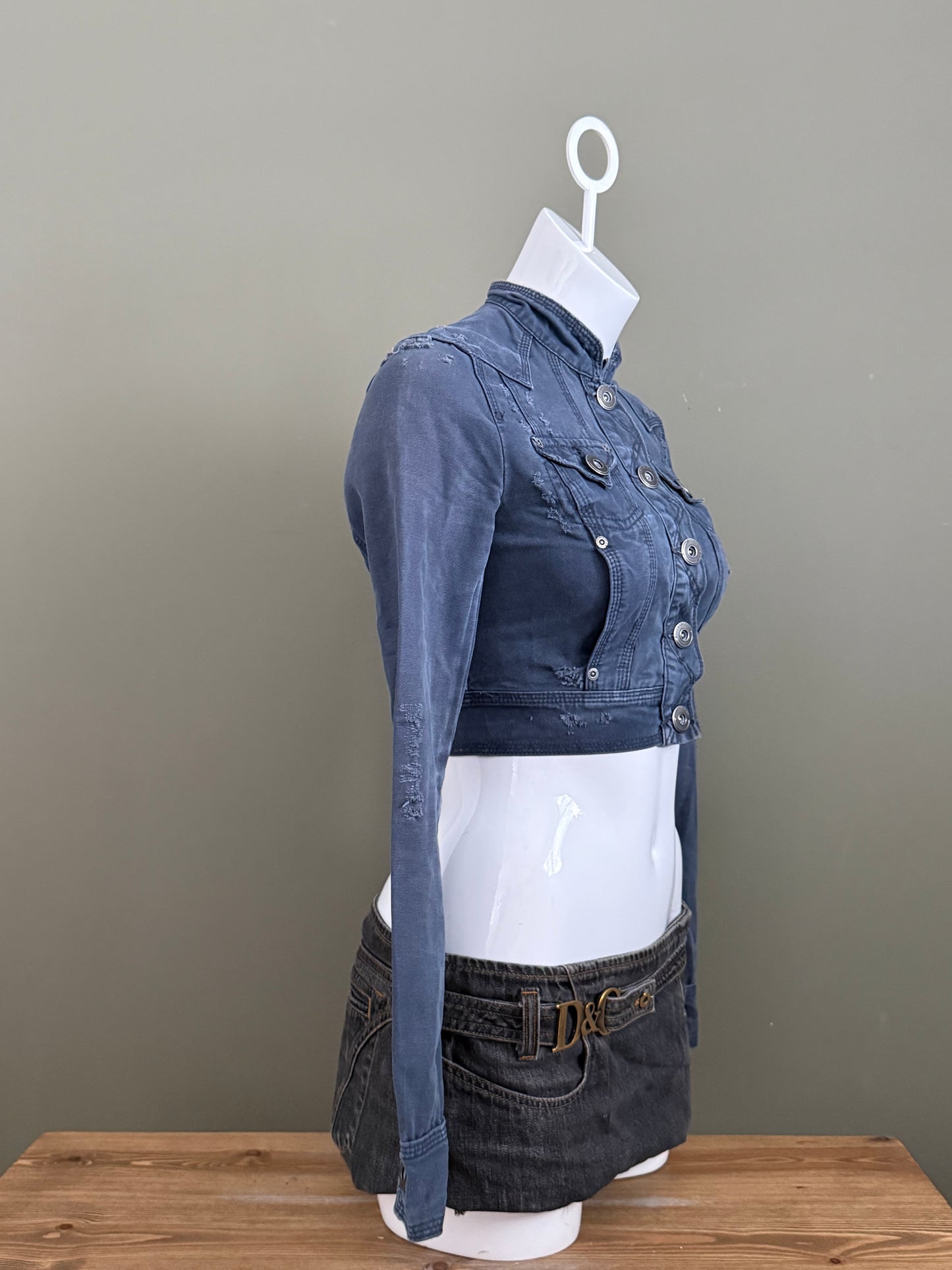 Cropped Y2K Distressed Jacket (UK8)