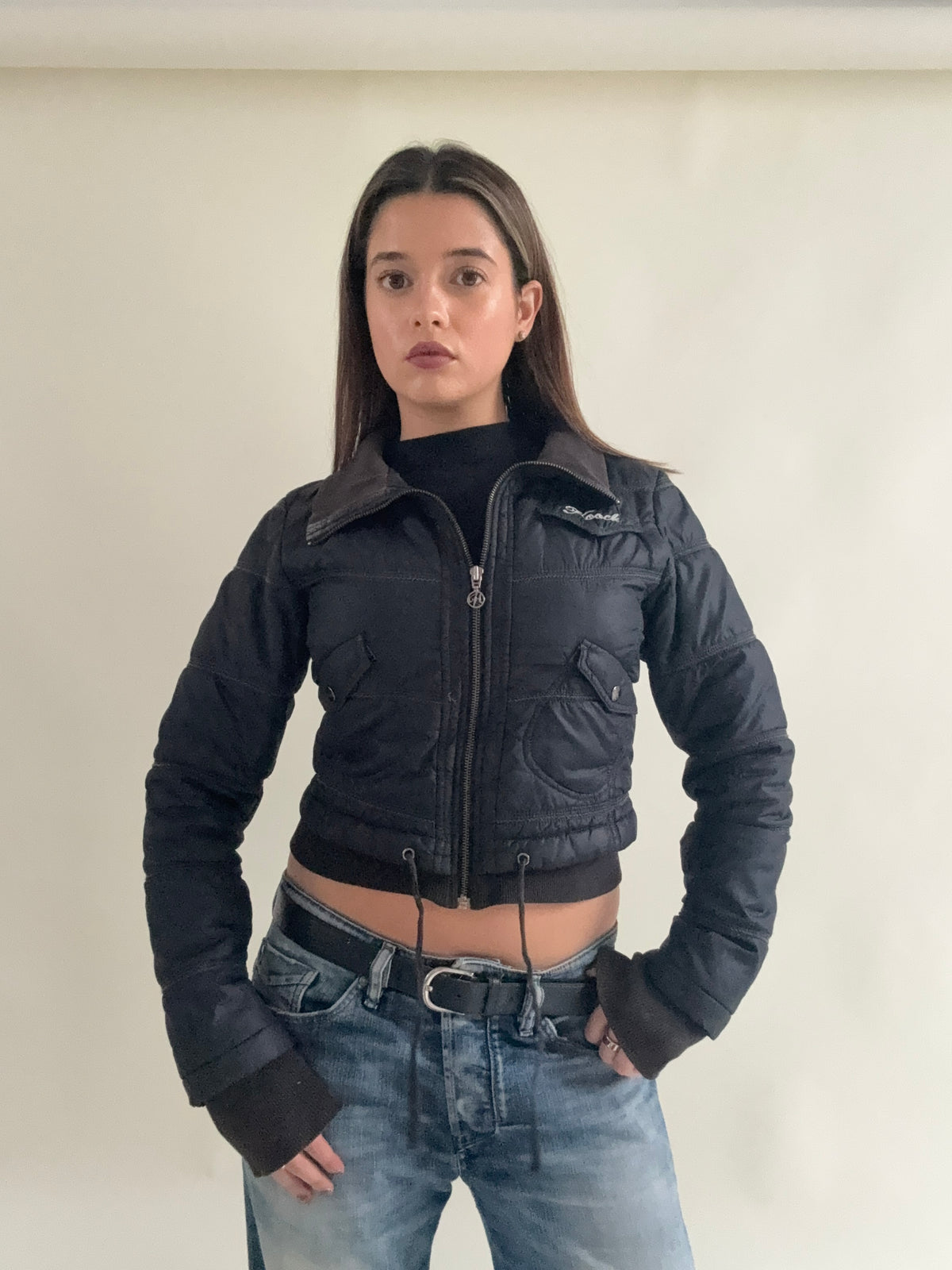 Hooch Cropped Bomber Jacket (S)