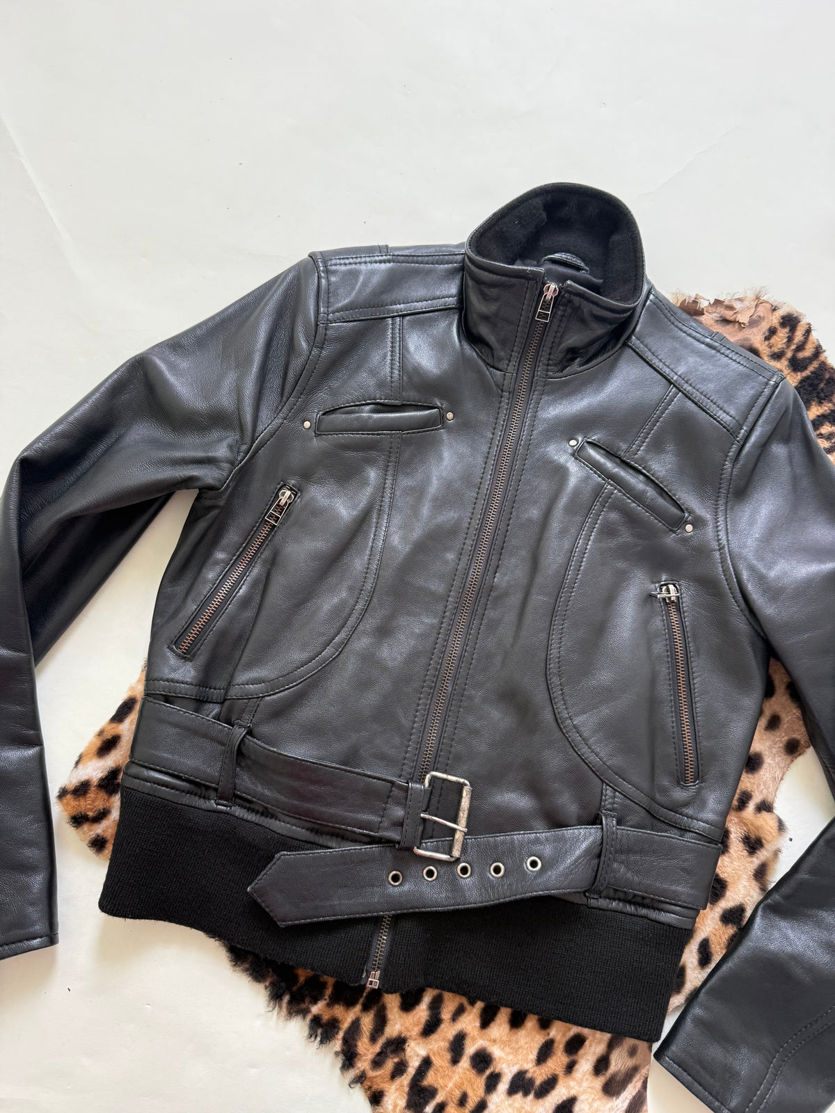 Vintage Leather Buckle Jacket (M)