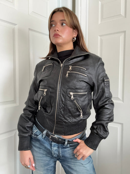 Leather Cargo Jacket (XL)
