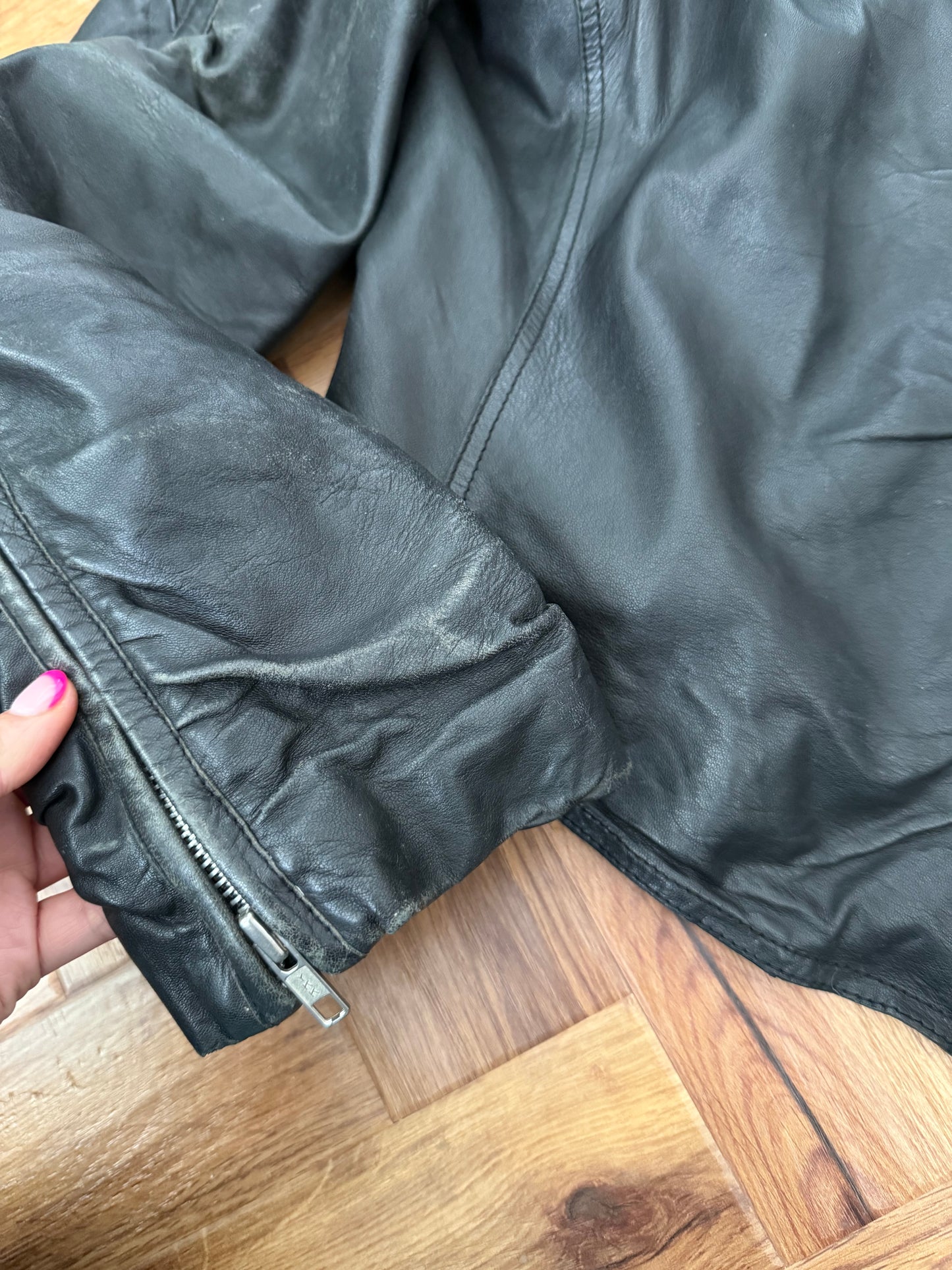 Leather Ruched Jacket (UK14)