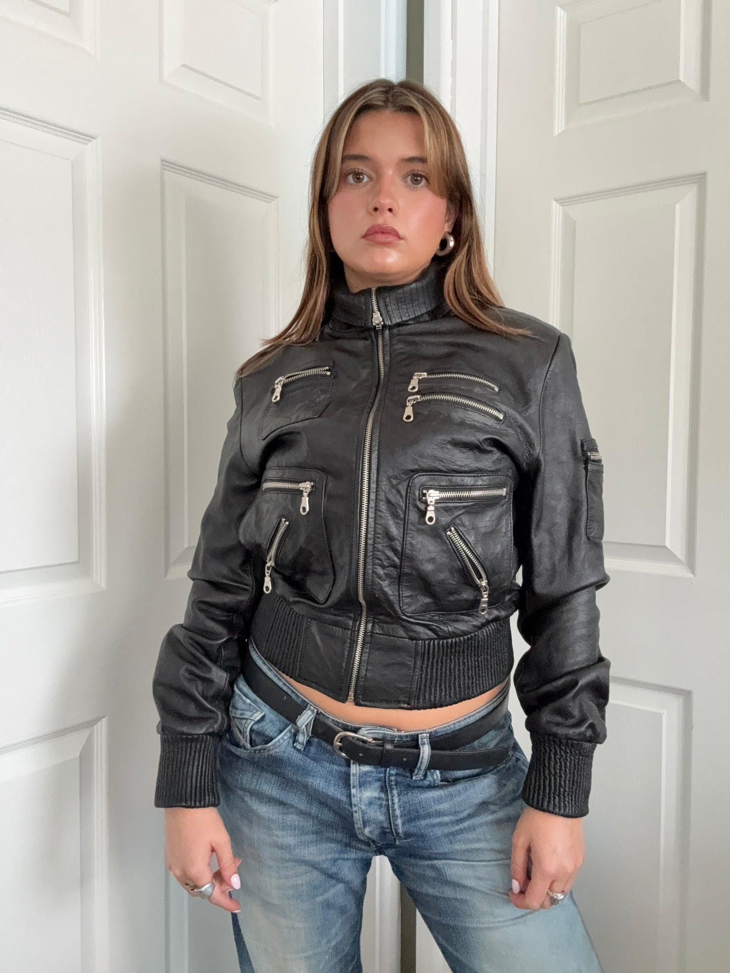 Leather Cargo Jacket (XL)