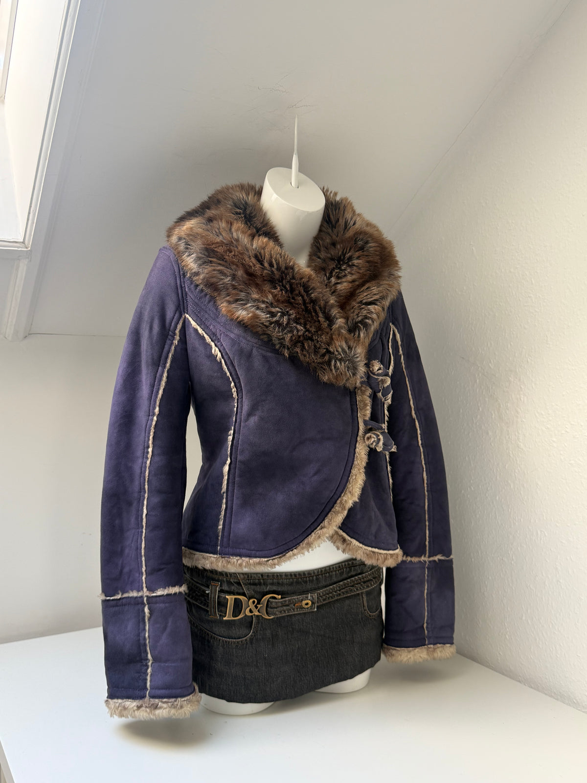 Miss Sixty Purple Faux Fur Jacket (L)