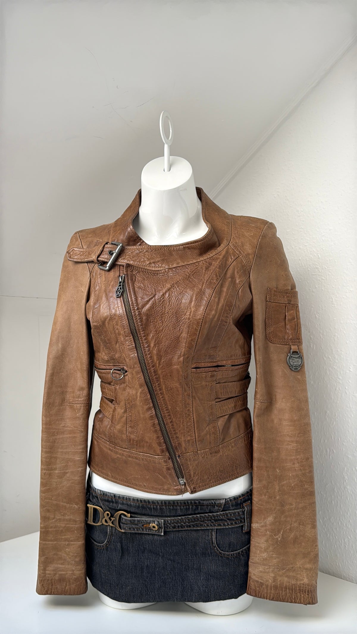 Vintage Diesel Leather Cropped Jacket (M)