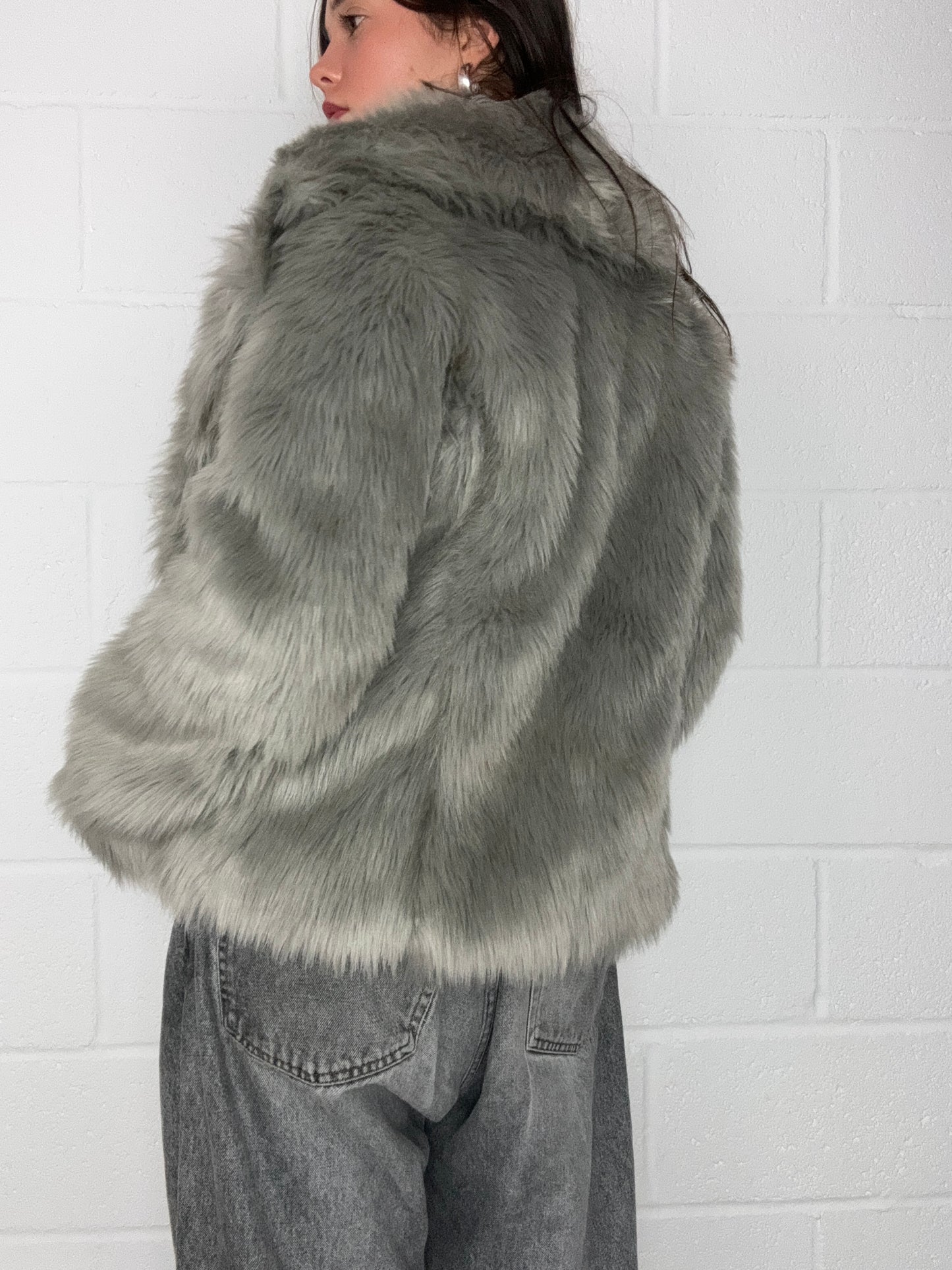 Grey Faux Fur Jacket