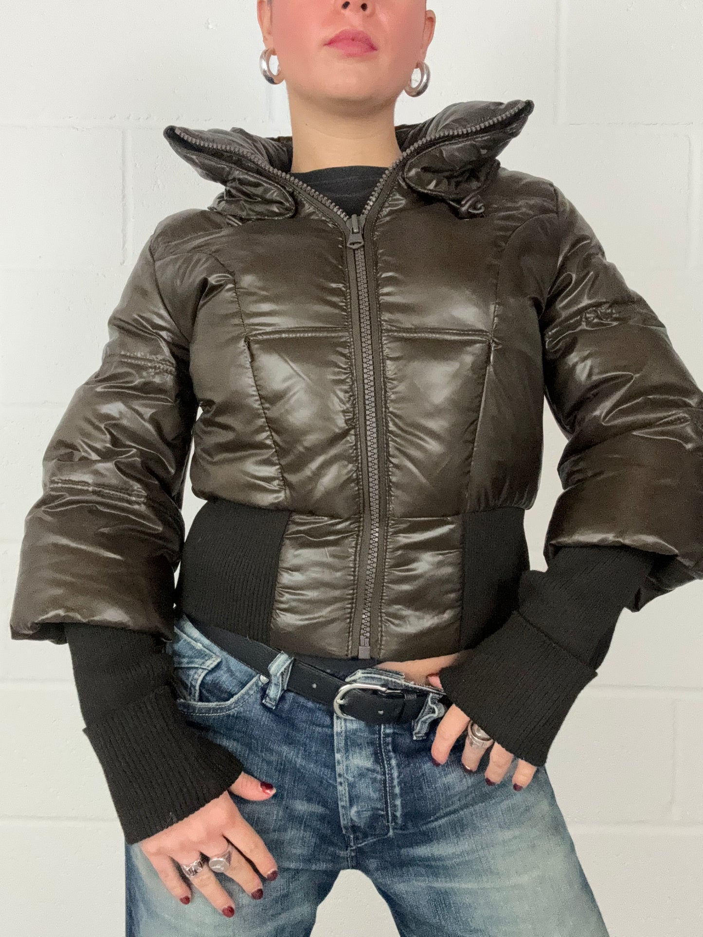 Y2K Brown Puffer Jacket (S)