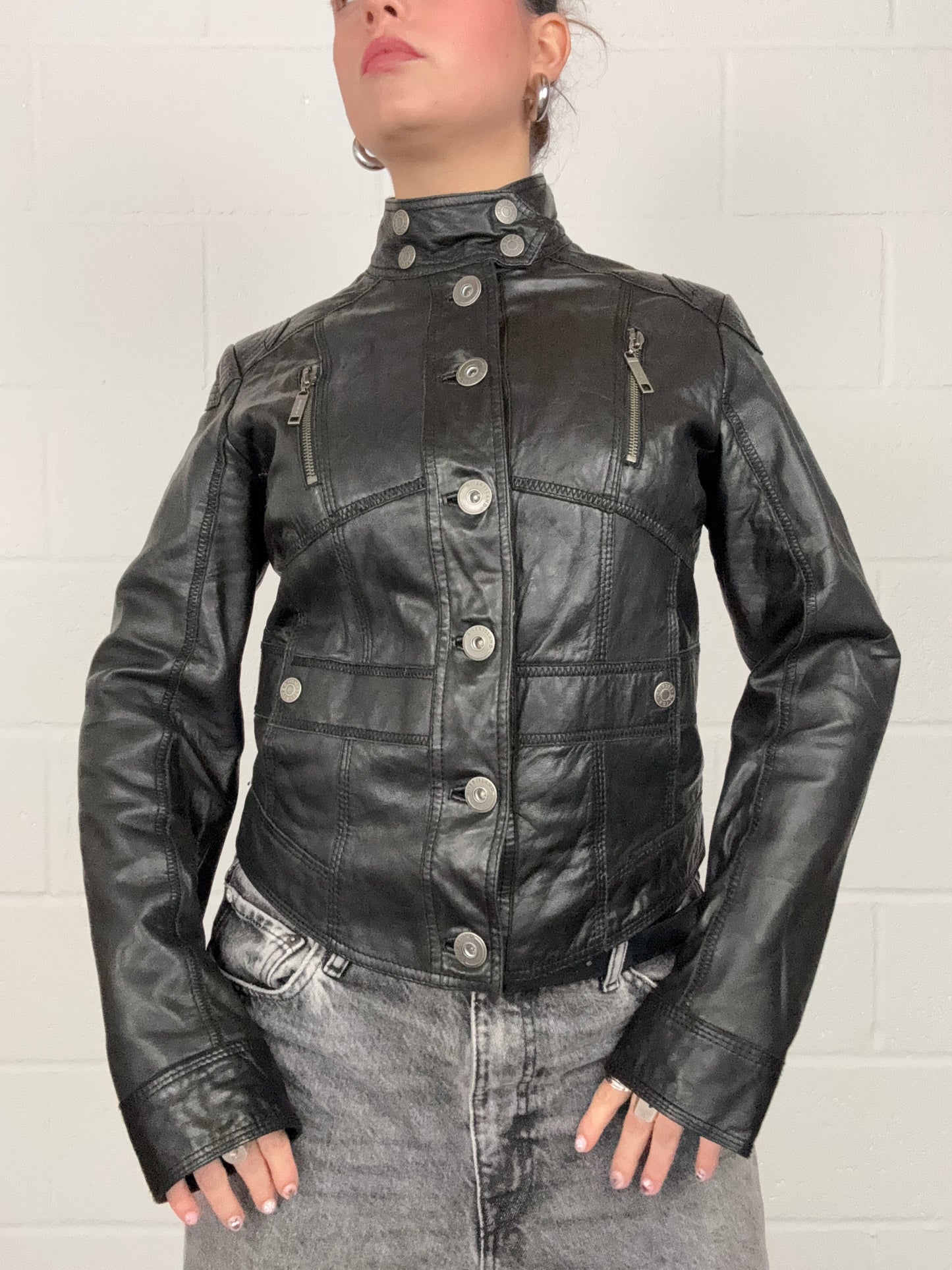 Leather Biker Corset Jacket (UK14)