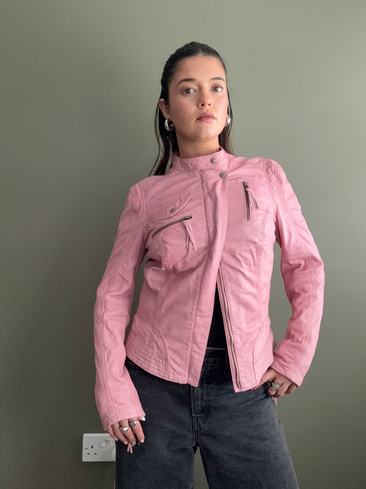 Pink Leather Jacket (UK12)