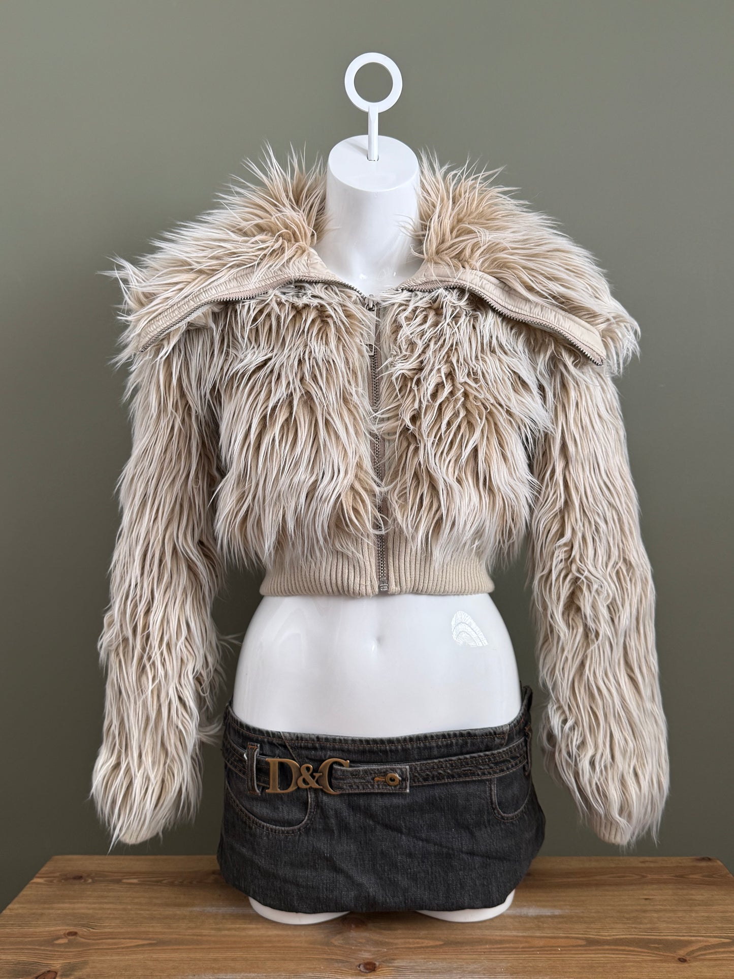 Faux Fur Crop Jacket (UK6)
