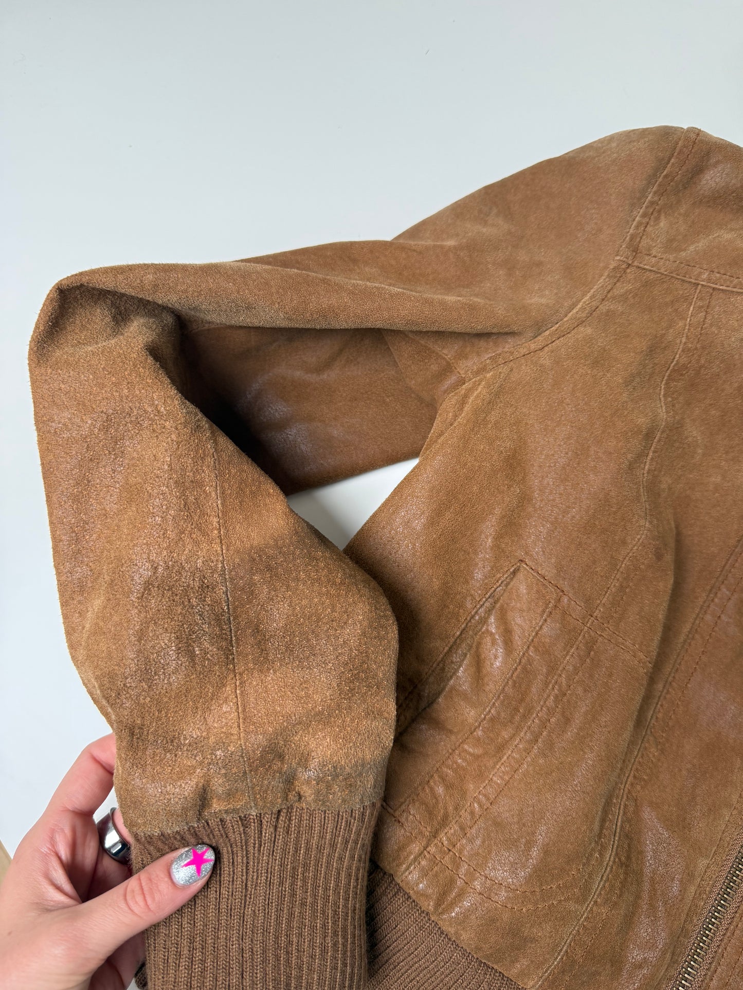 Leather Bomber Jacket (UK16)