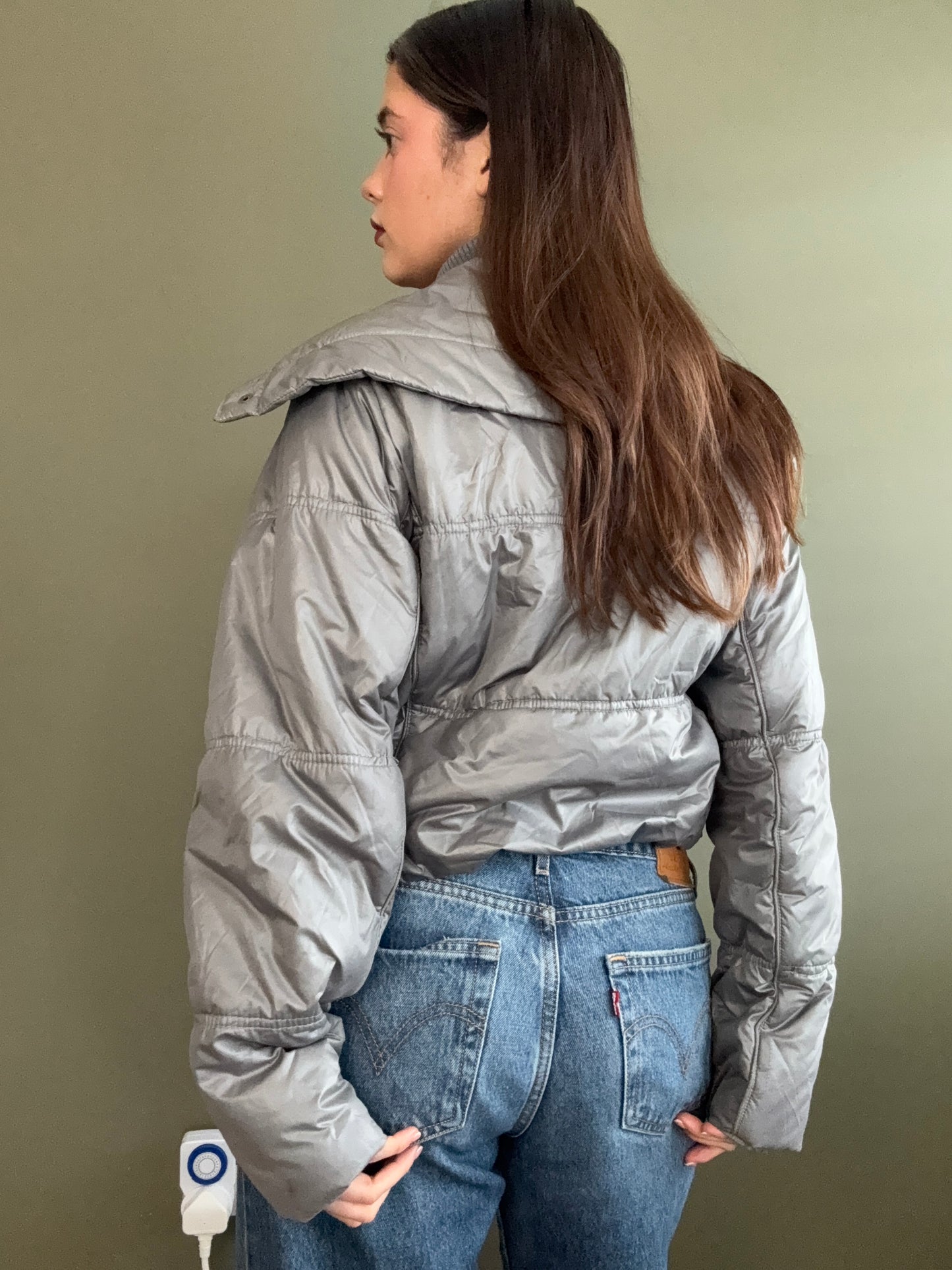 Silver Puffer Jacket (UK10)